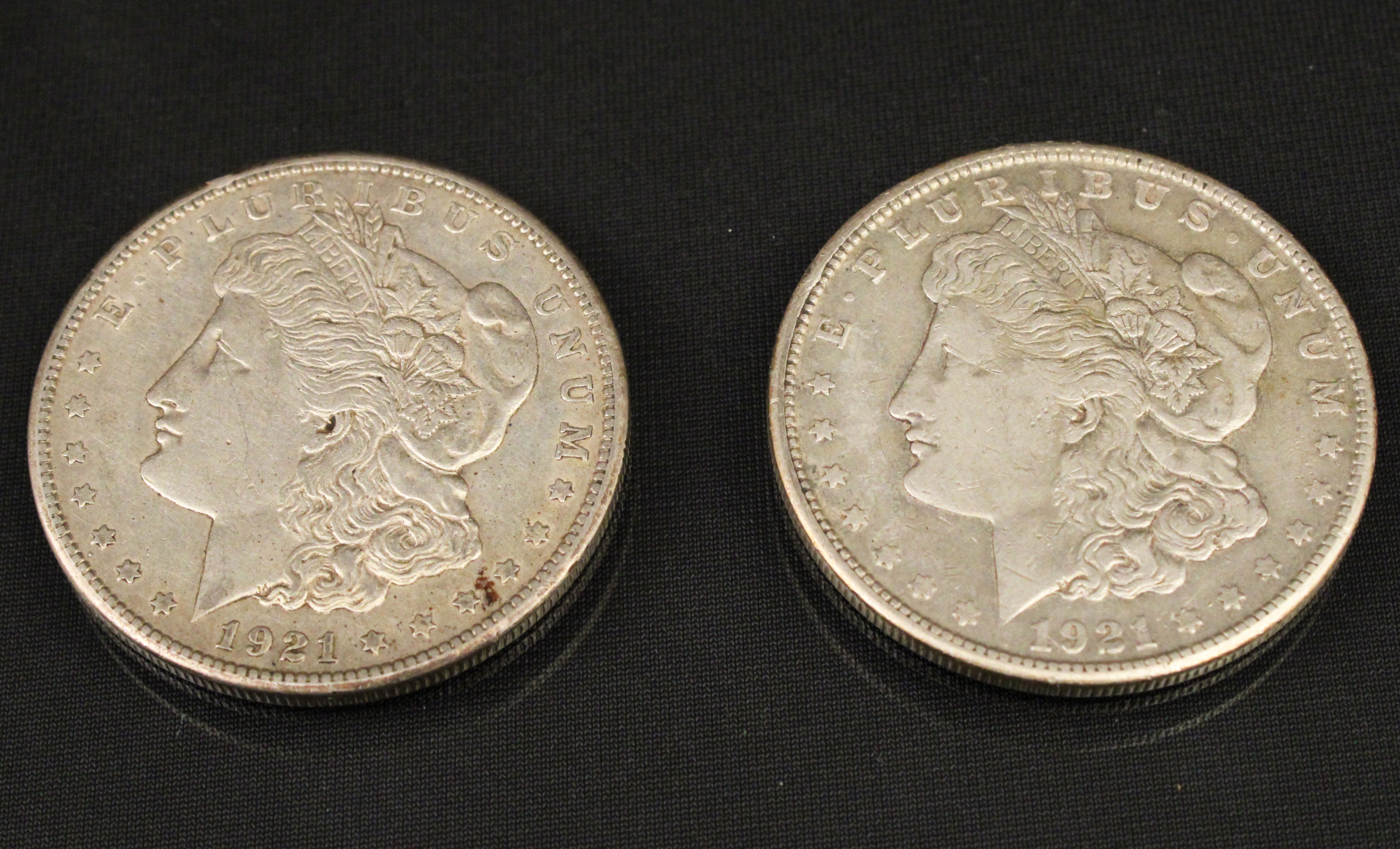 TWO PC LOT OF 1921-S MORGAN SILVER