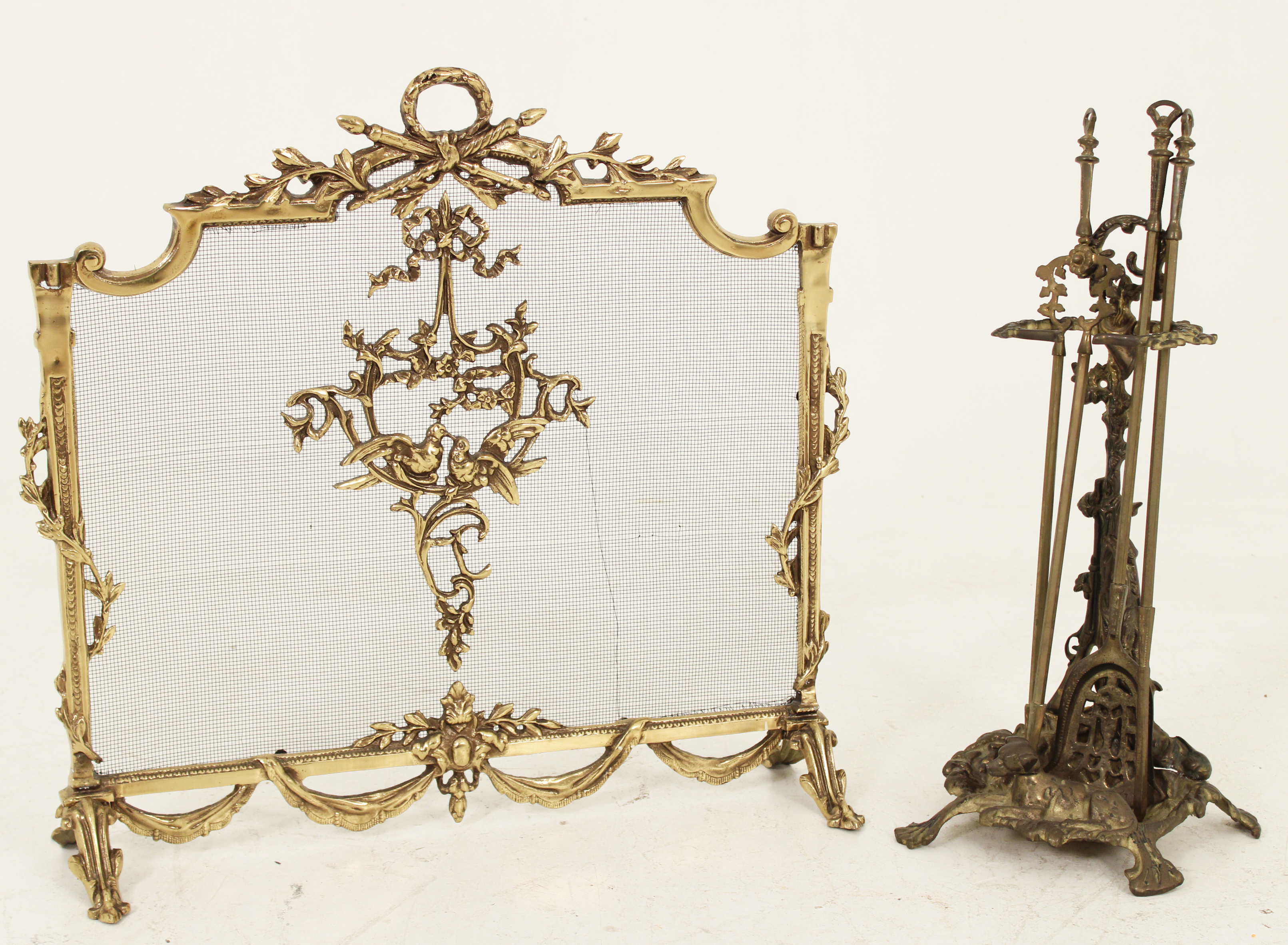 FRENCH GILT FIRESCREEN AND FIRE