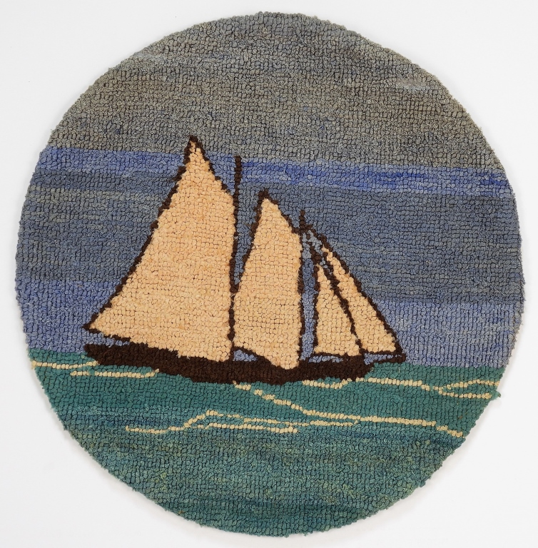 GRENFELL PICTORIAL SHIP HOOK RUG 35e7f3