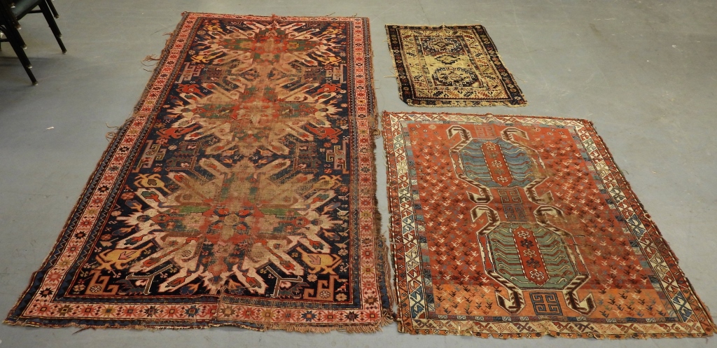 3PC ANTIQUE CAUCASIAN RUGS CaucusesC  35e7fc