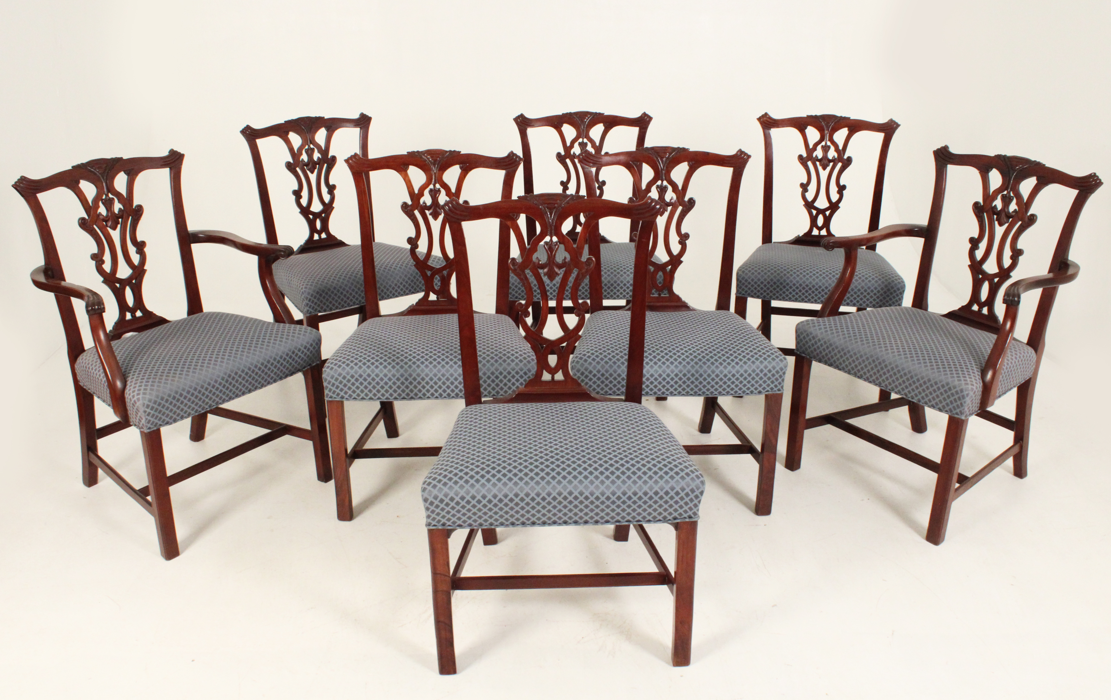 SET OF 8 ENGLISH CHIPPENDALE STYLE