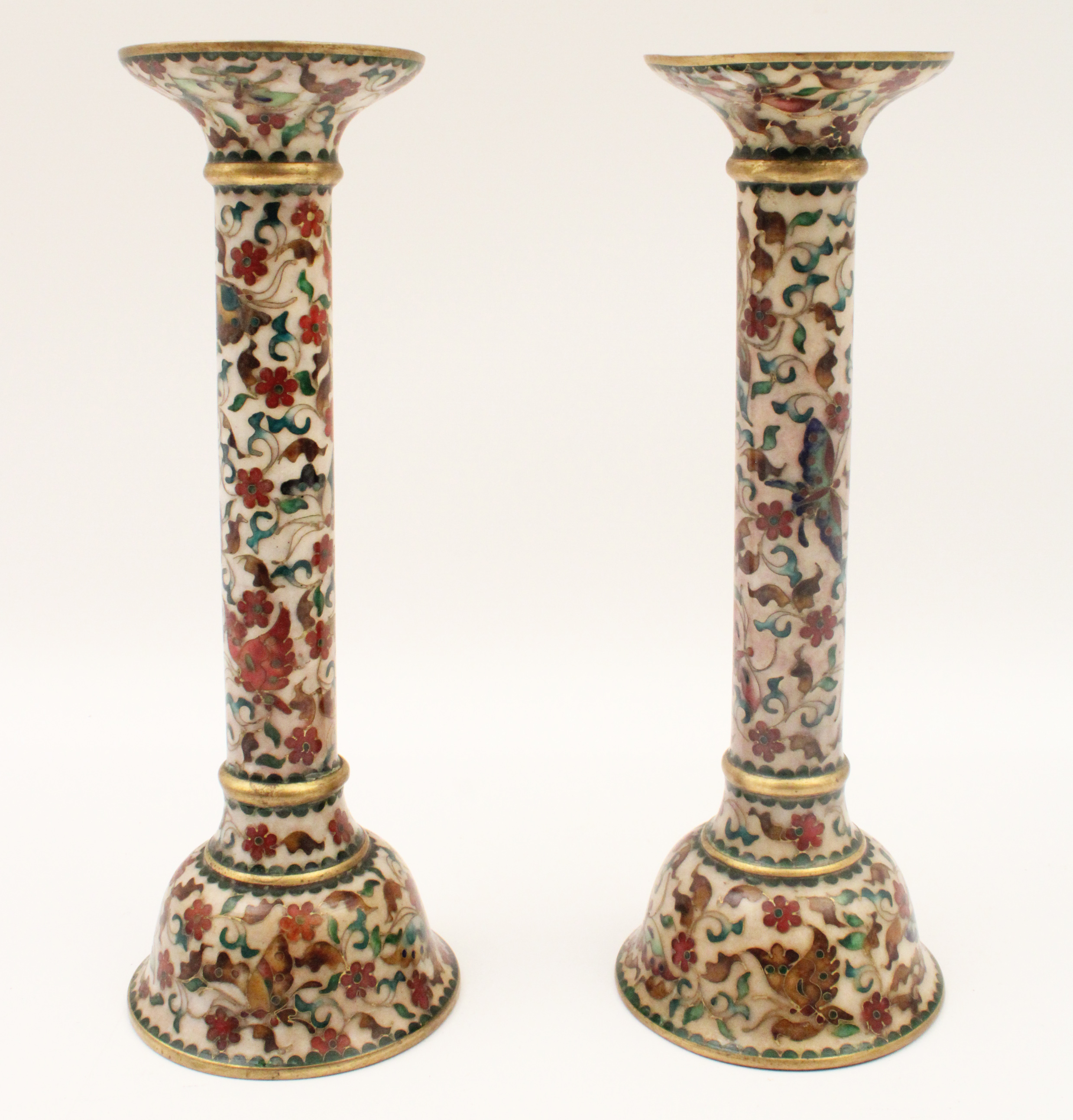 PR OF FLORAL PATTERN CHINESE CLOISONNE 35e898