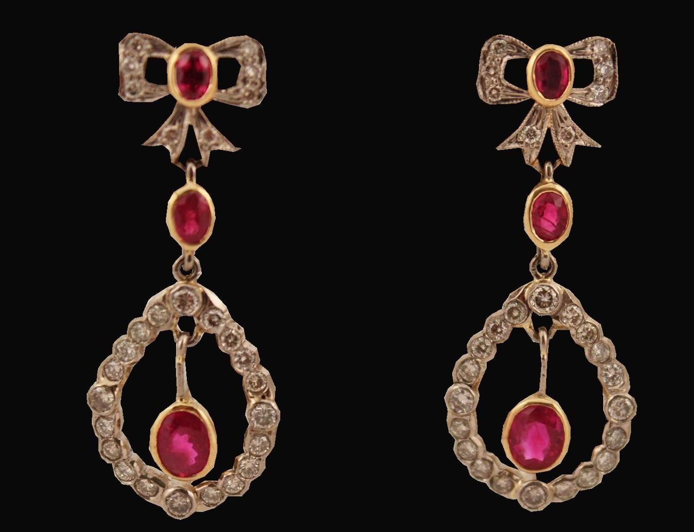 PR. OF 18K GOLD DIAMOND AND RUBY