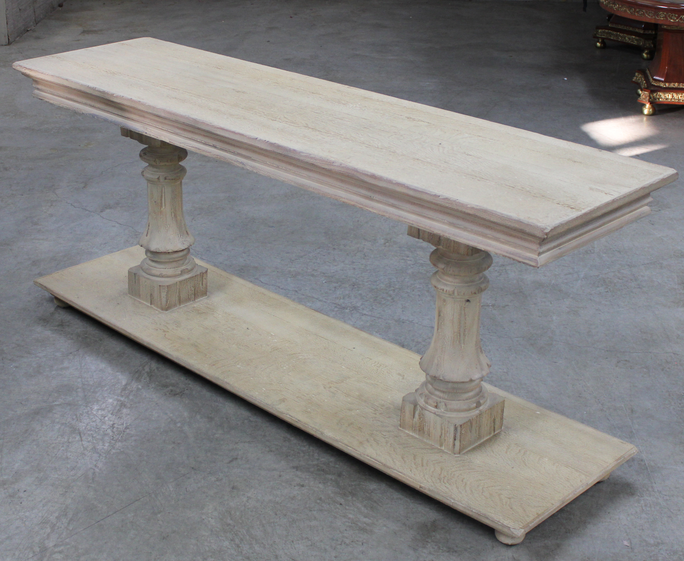 BLEACHED OAK TWO TIER CONSOLE TABLE