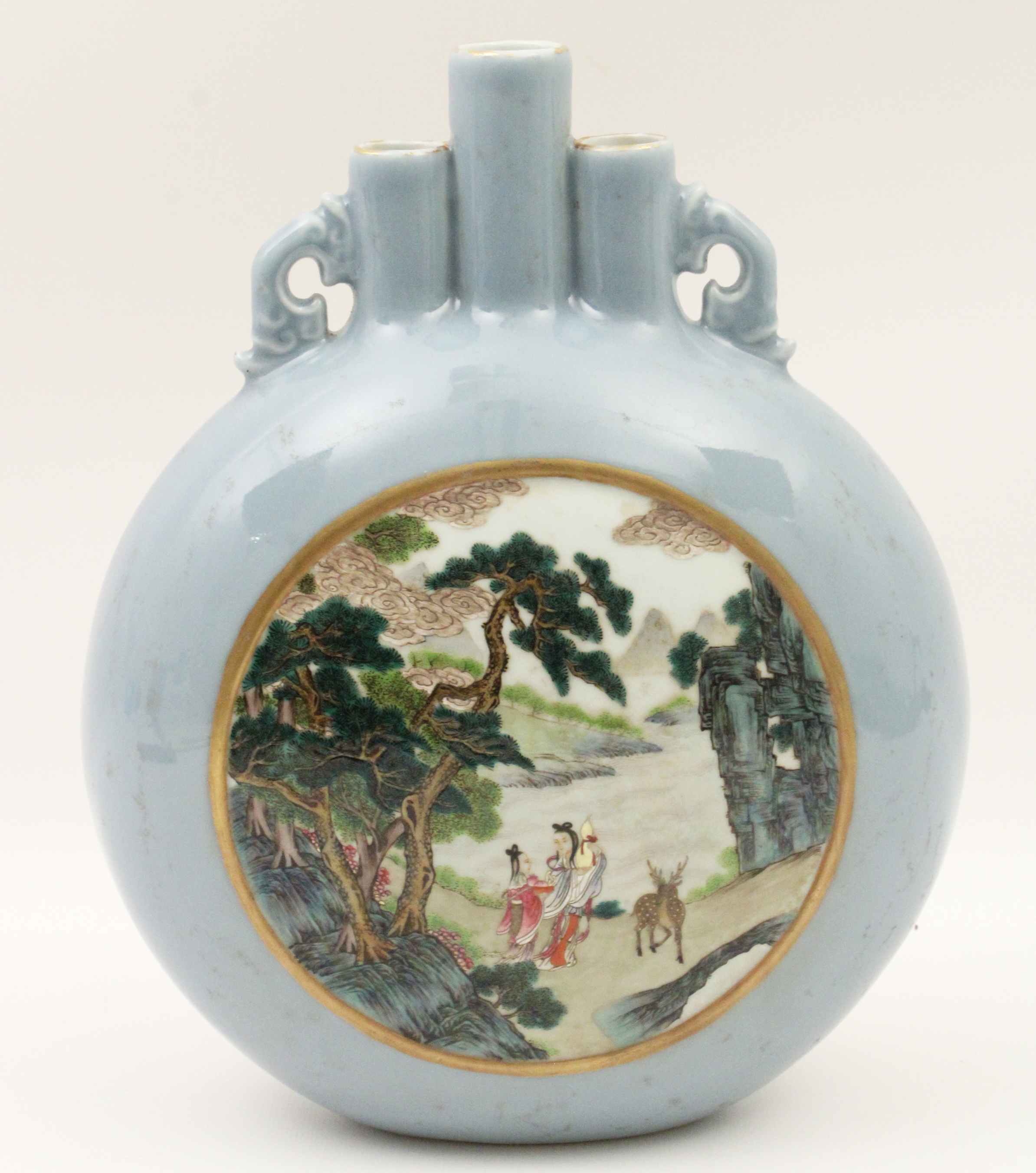 CHINESE PORCELAIN MOON SHAPED FLASK