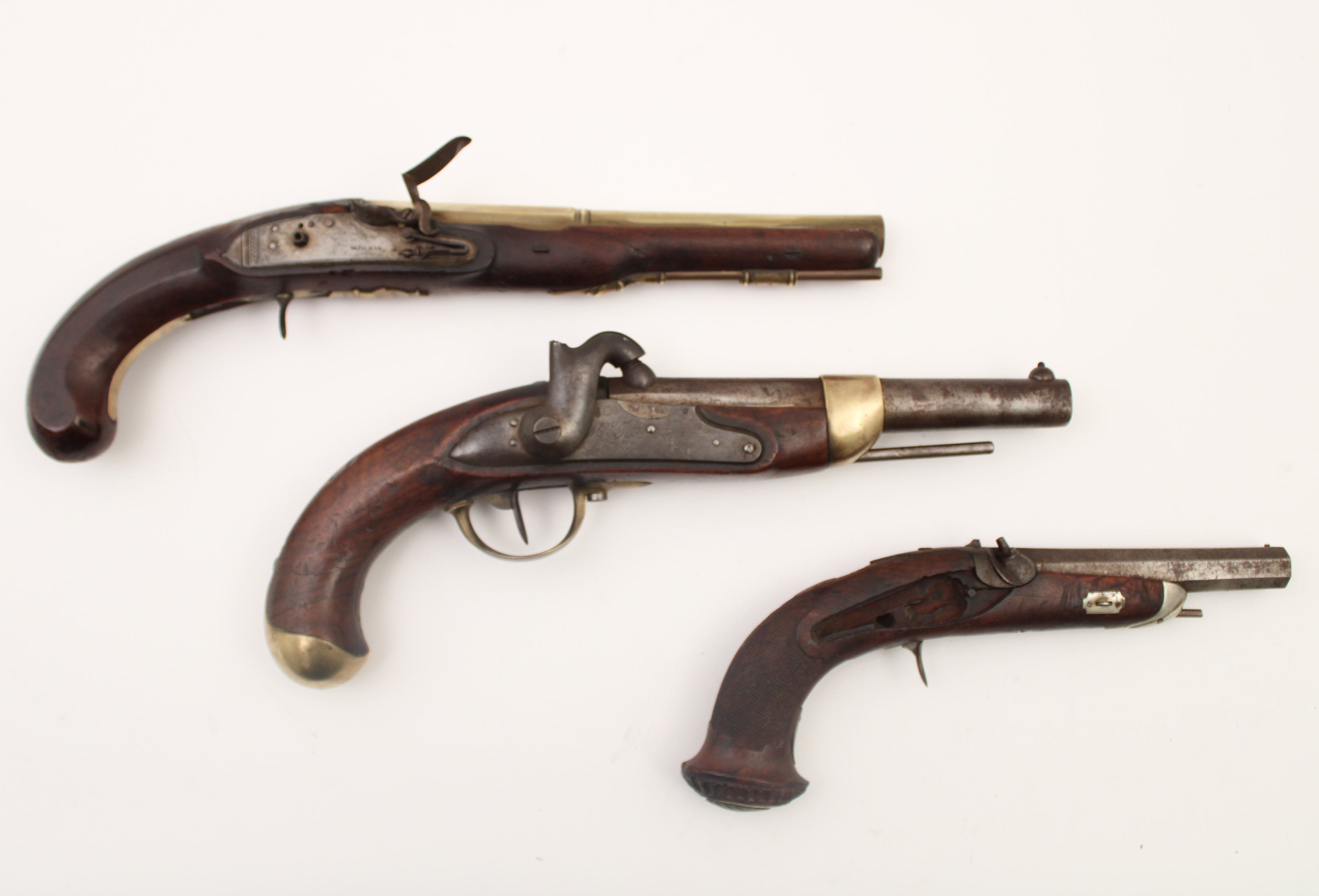 MISC. LOT OF 3 ANTIQUE FRENCH PISTOLS