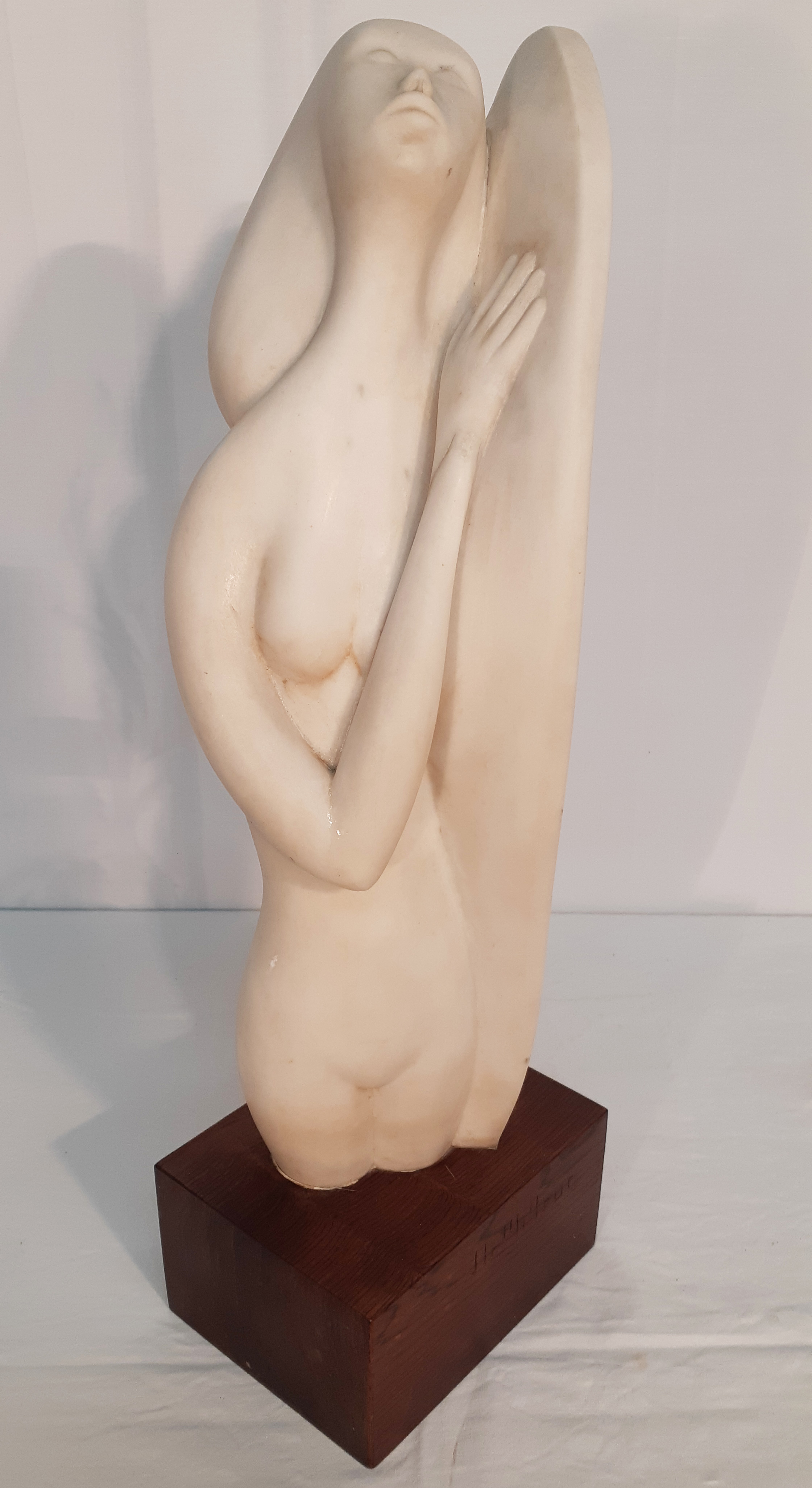 ART DECO WHITE MARBLE SCULPTURE 35e956