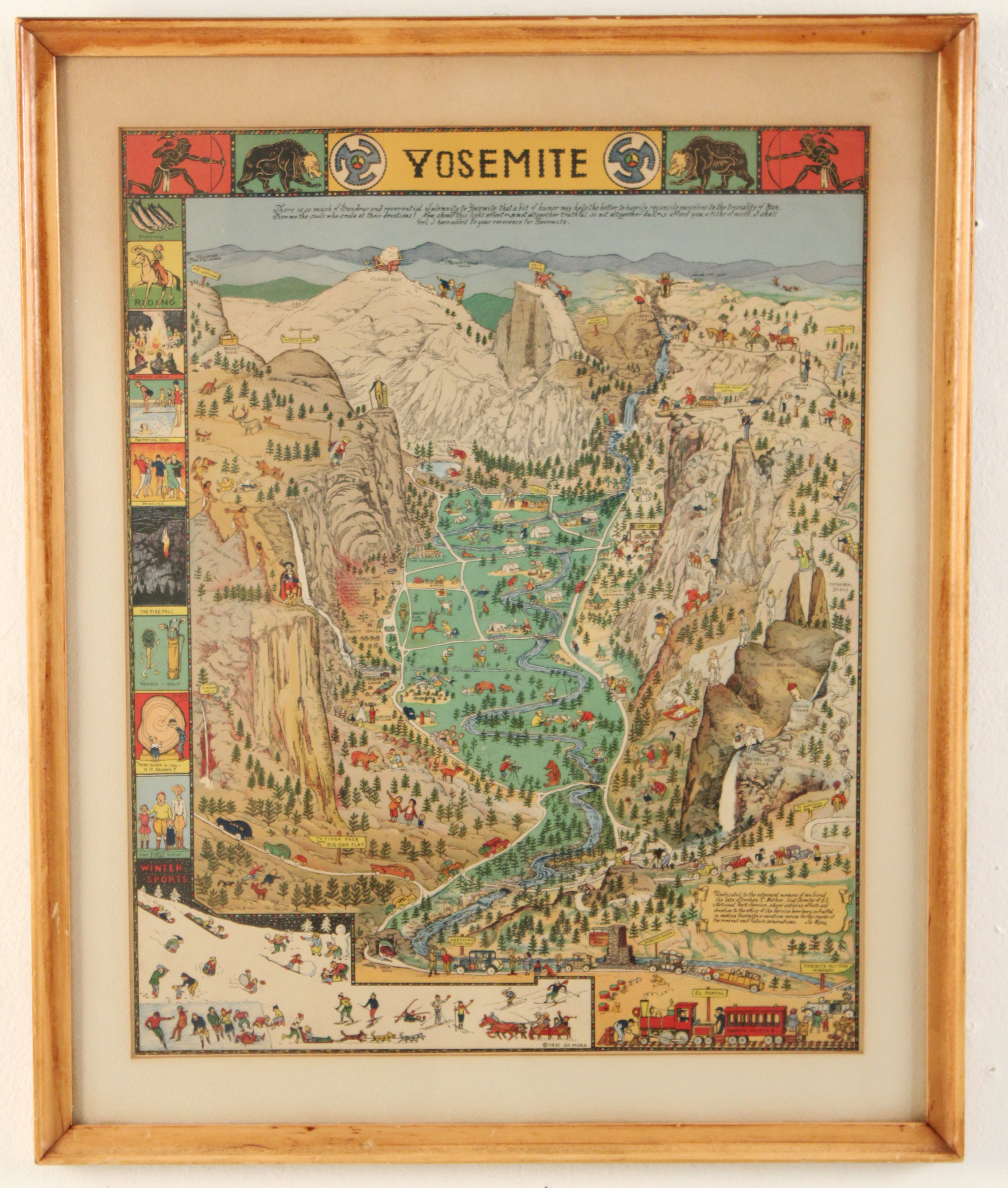 COLORED LITHOGRAPH OF YOSEMITE