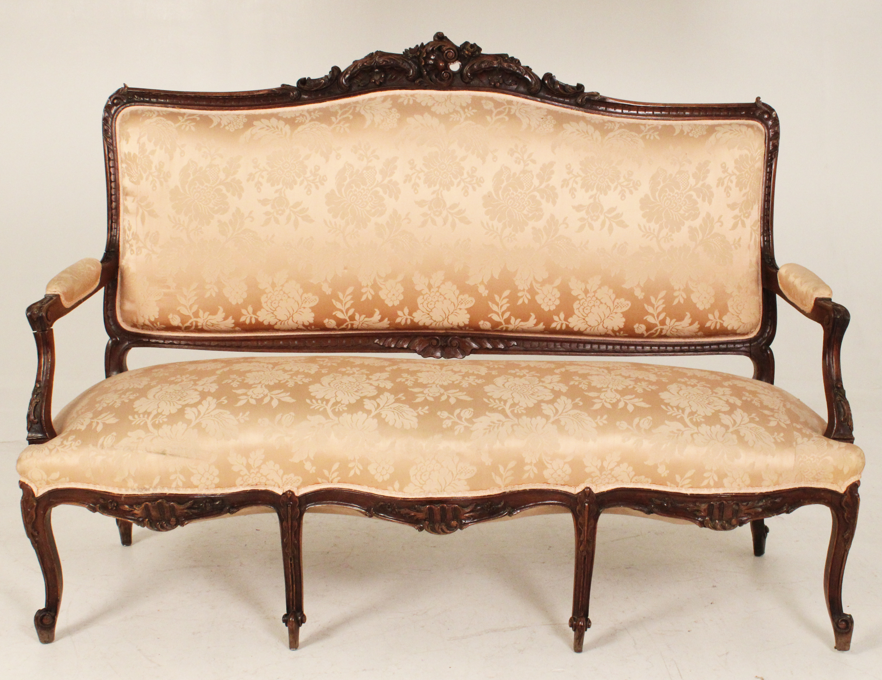 LOUIS XV STYLE WALNUT SETTEE 19TH 35e9db