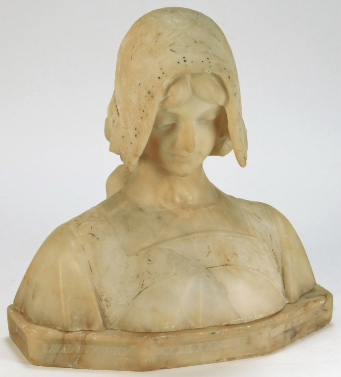 CARVED MARBLE BUST OF A MAIDEN