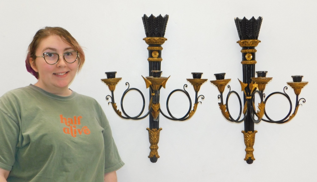 PR EUROPEAN CARVED WOOD WALL SCONCES 35e9f6