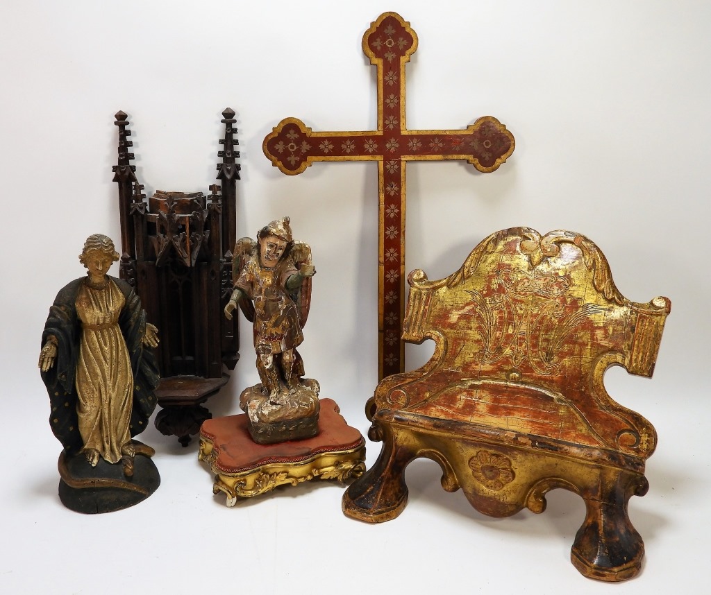 5PC CONTINENTAL CARVED WOOD RELIGIOUS 35ea19