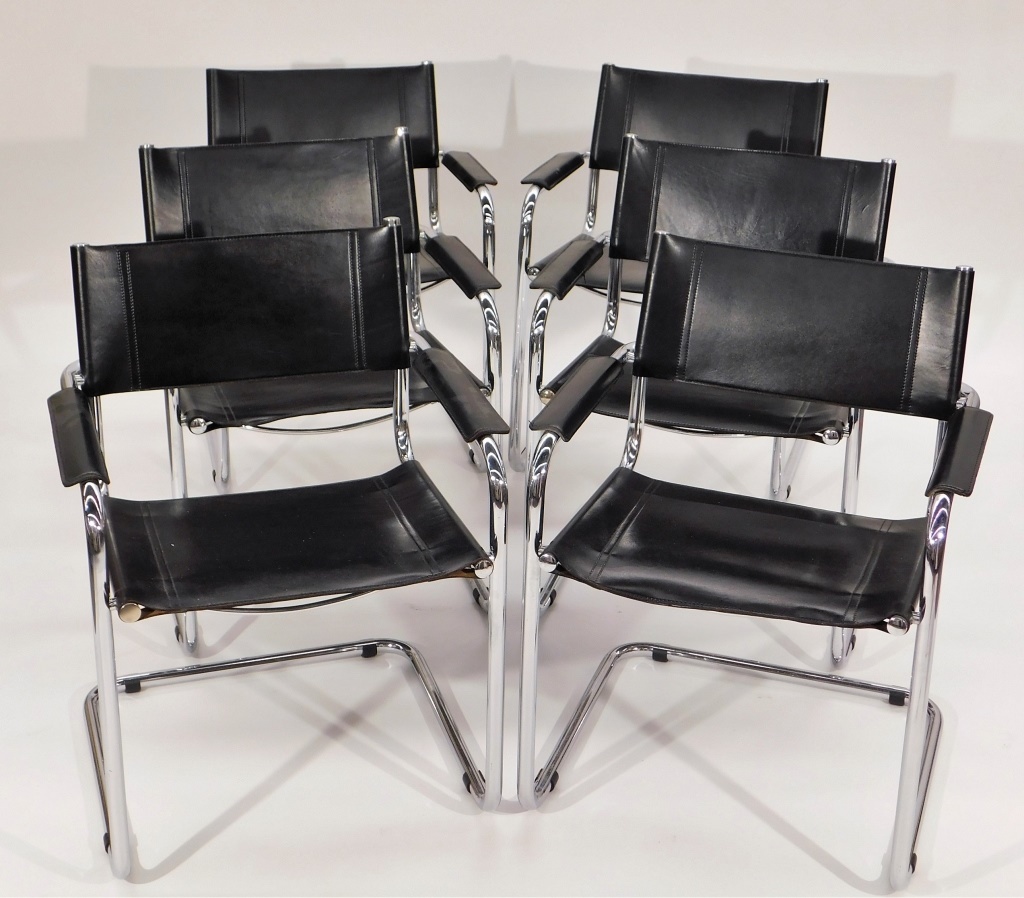 6PC CHROME & LEATHER CHAIRS United States,Mid