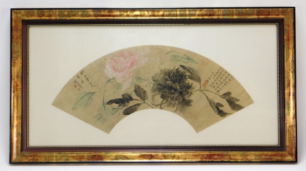 CHINESE QING DYNASTY PAINTED PEONY 35eaba