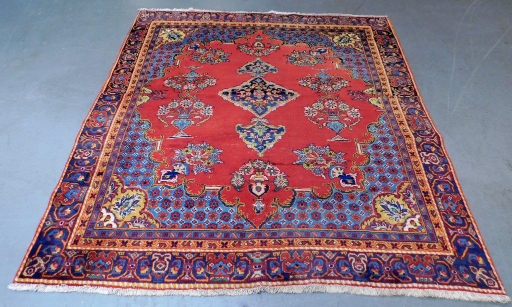 MIDDLE EASTERN RED PICTORIAL RUG