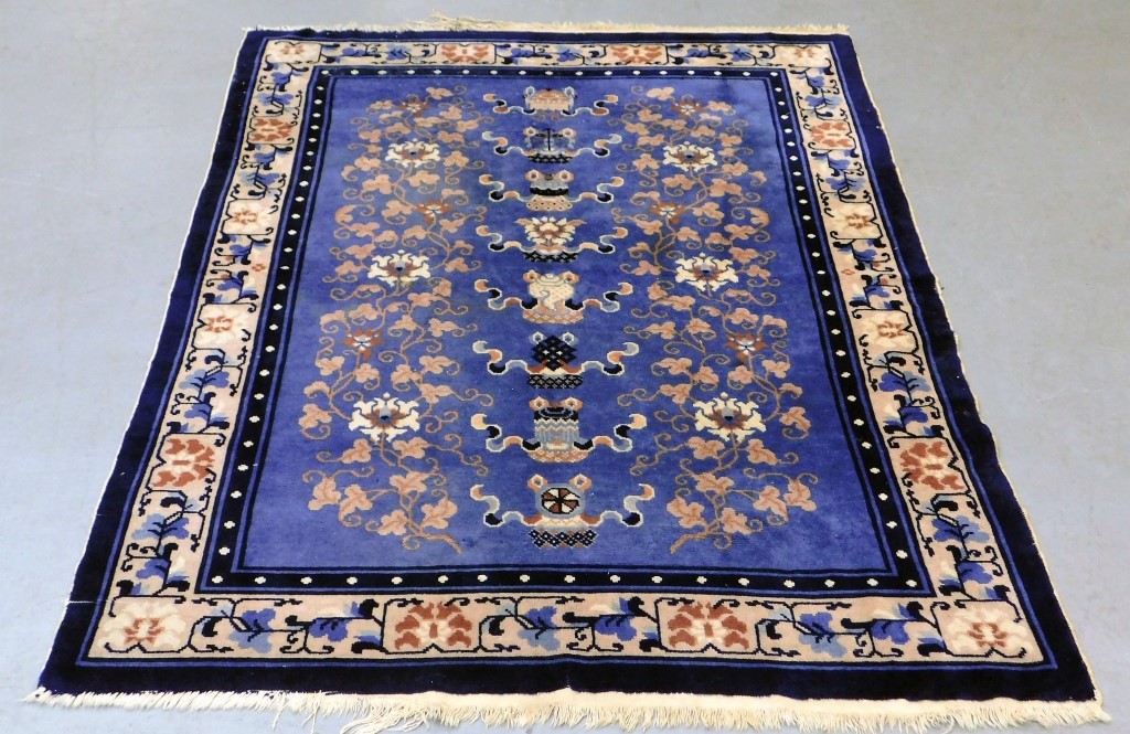 CHINESE BLUE PICTORIAL RUG China,Early