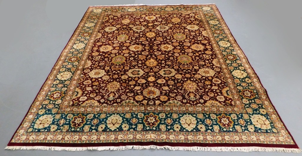 BURGUNDY KASHAN FLORAL RUG Middle East,20th