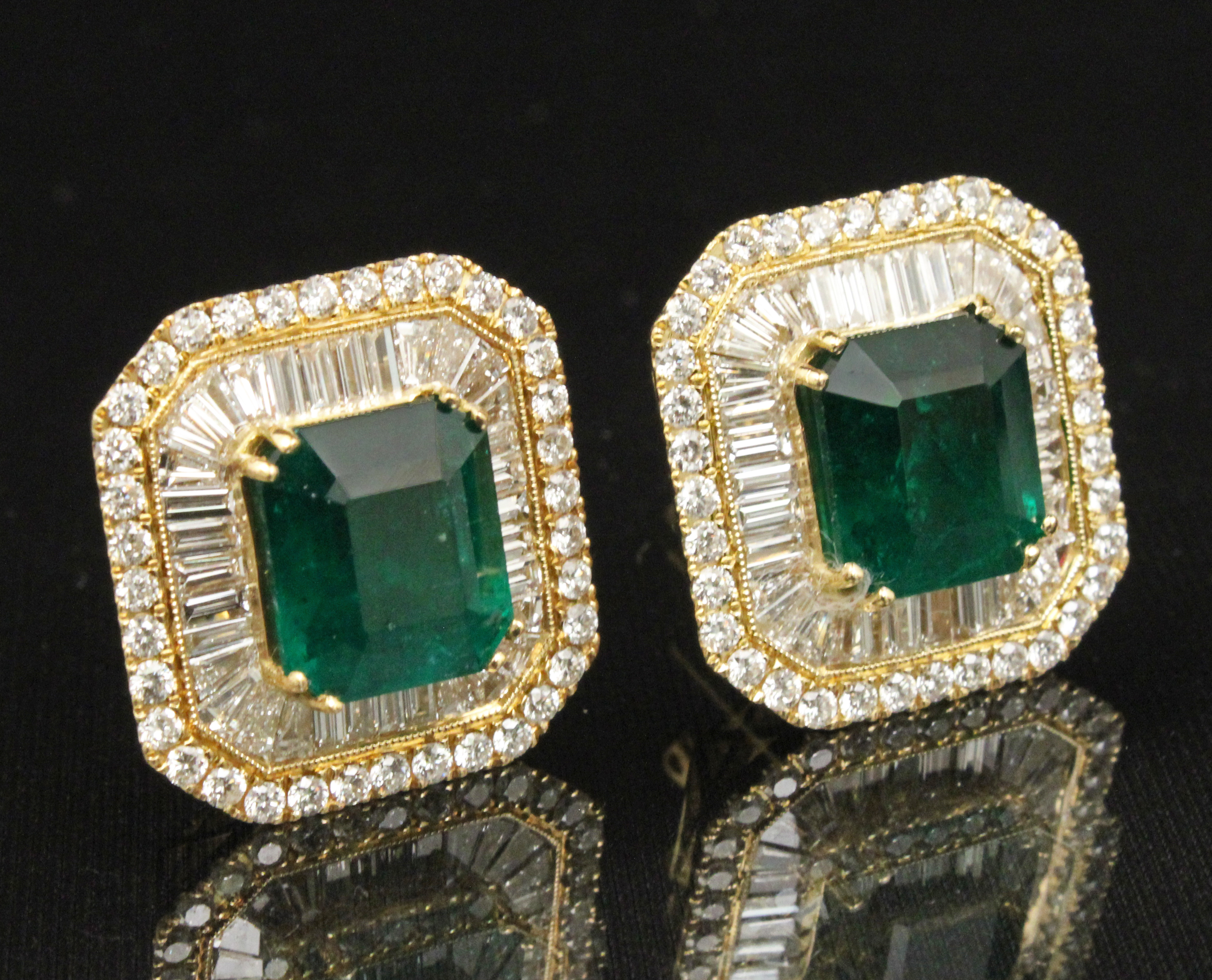 PR OF 18K YG EMERALD AND DIAMOND 35eb58