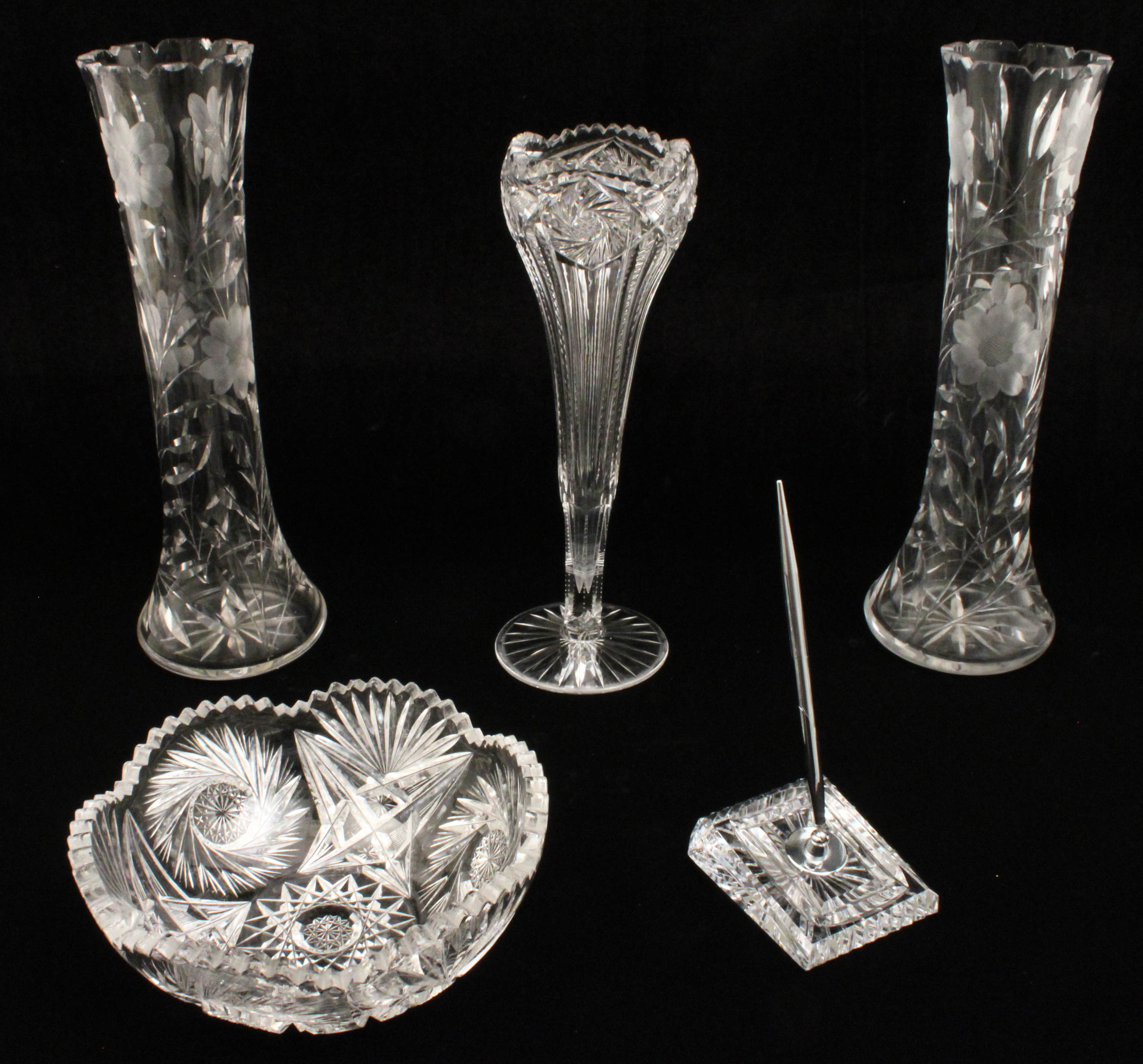 5 PIECE MISC LOT OF CUT GLASS 35eb60