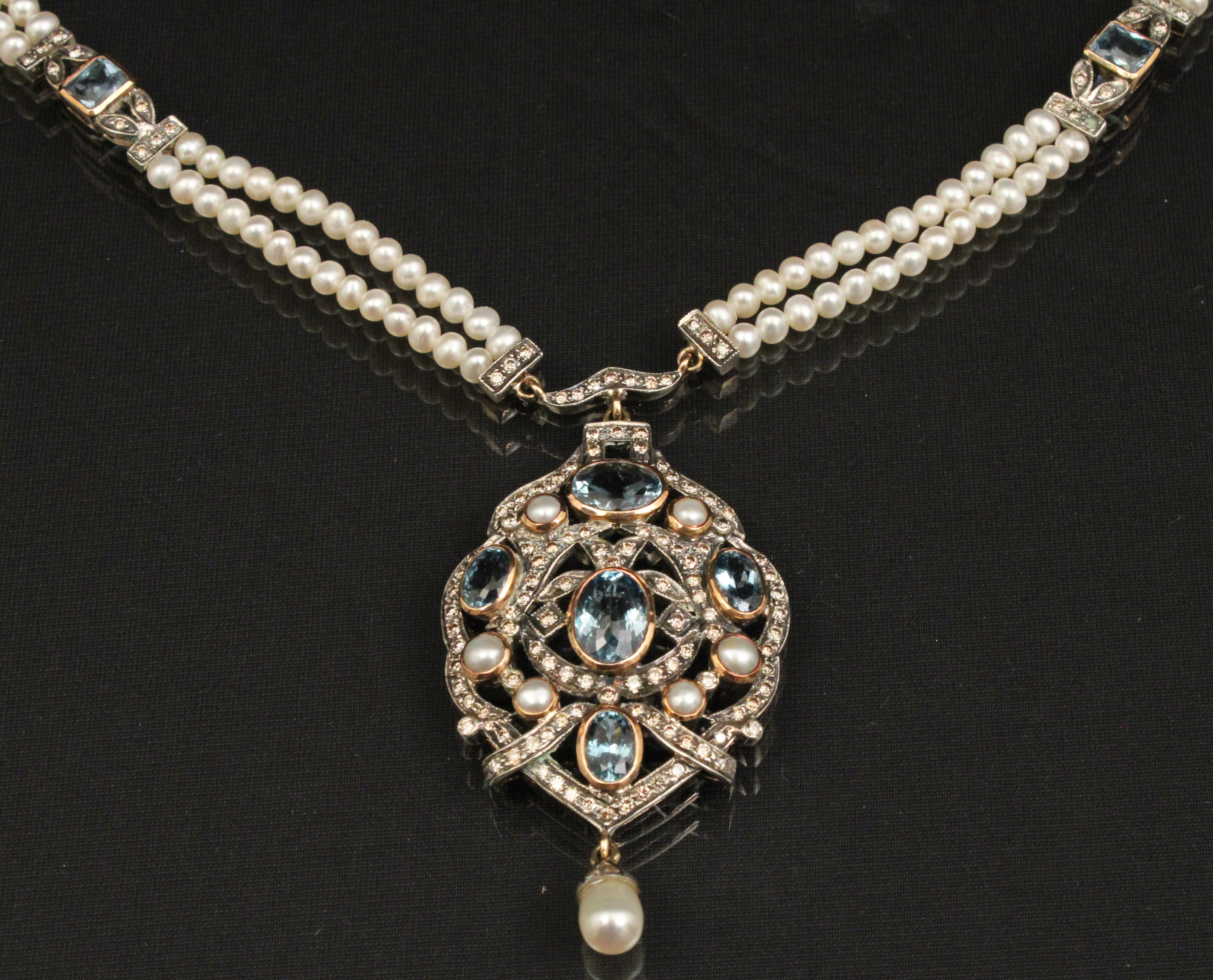 18K AQUAMARINE AND PEARL NECKLACE 35eb5e