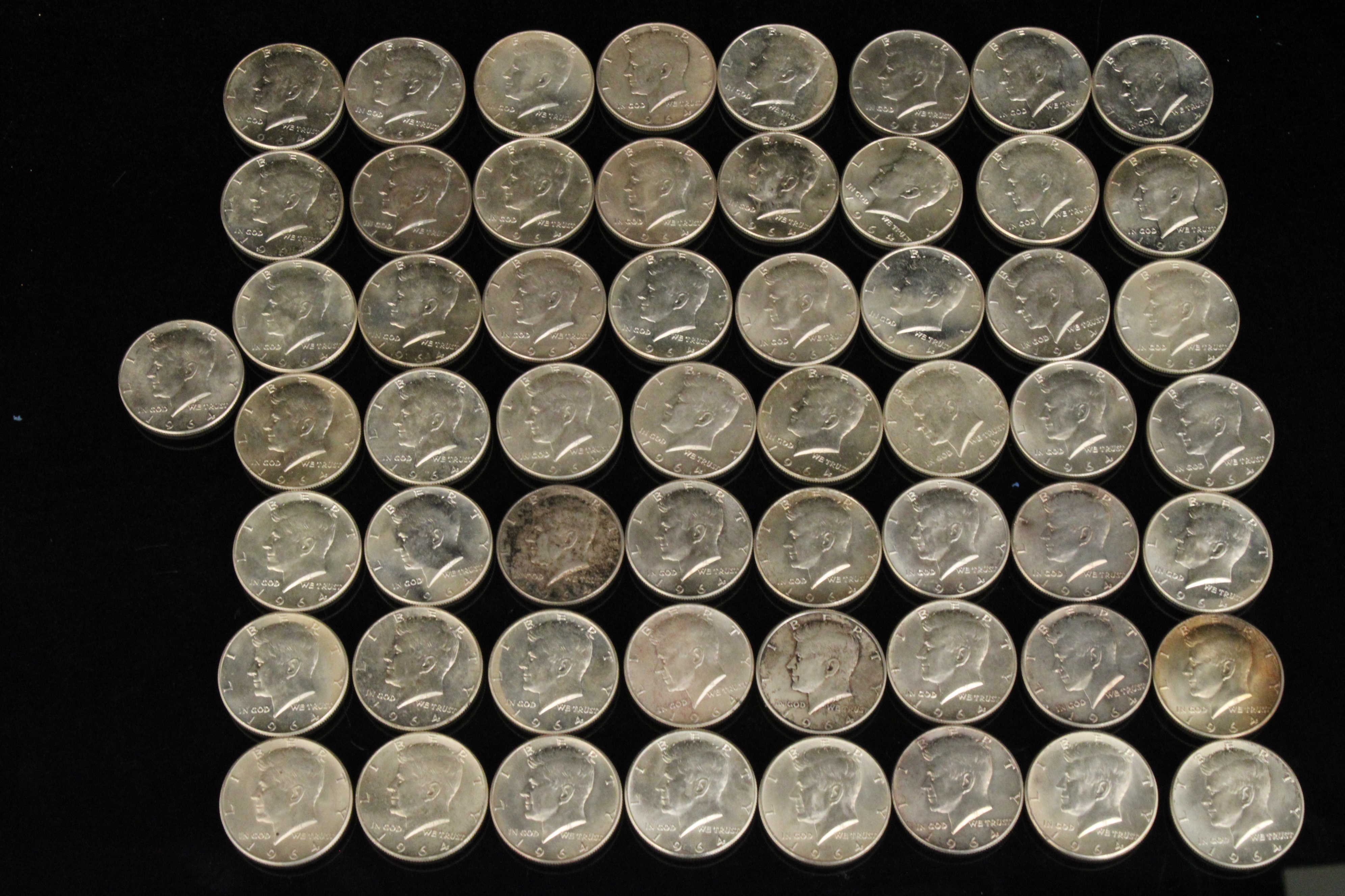 57 KENNEDY HALF DOLLAR SILVER COINS  35ebc8