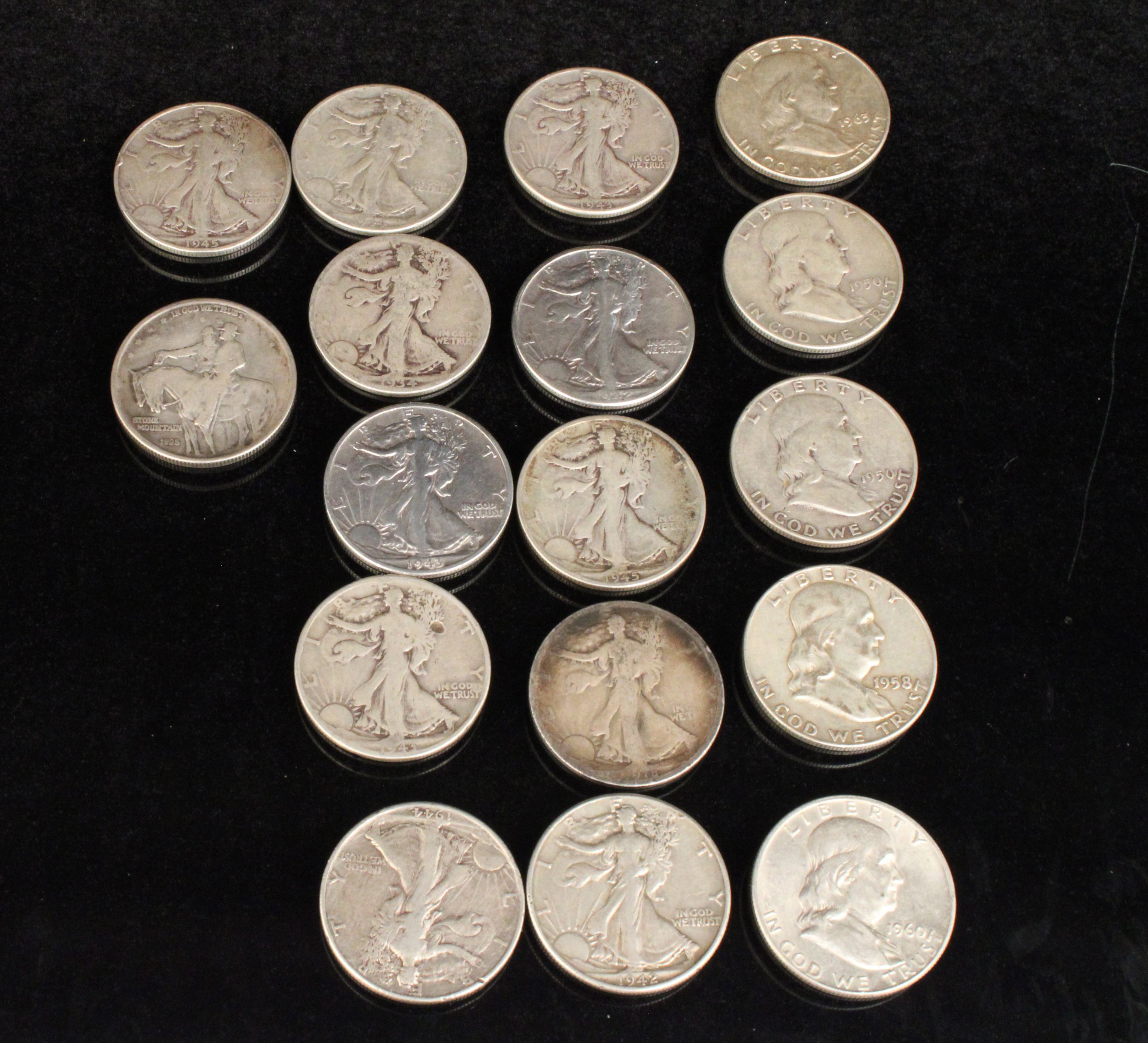 17 PIECE LOT OF HALF DOLLAR SILVER