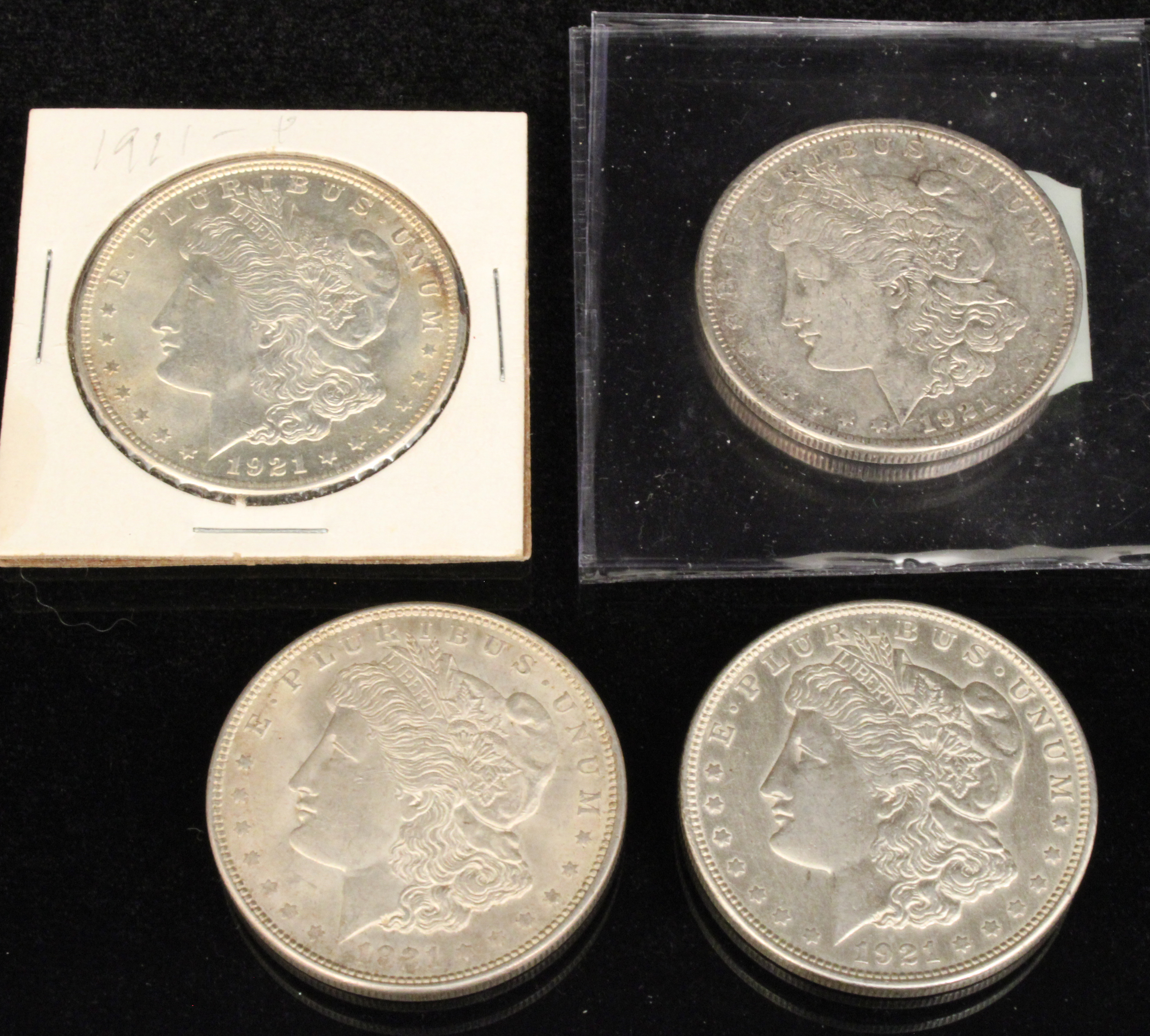 4 EXTREMELY FINE 1921 MORGAN SILVER