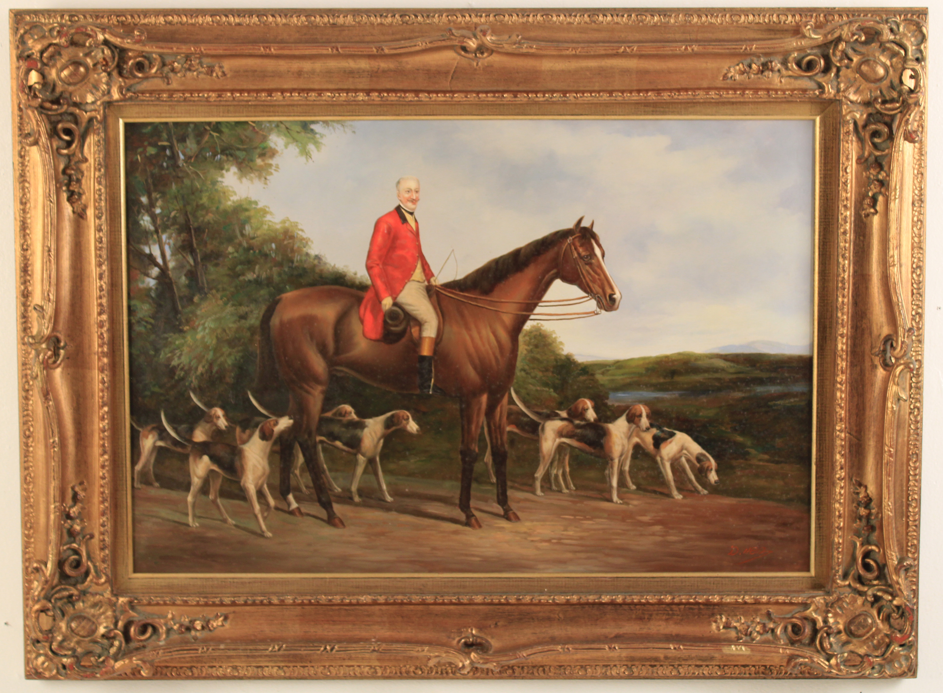 O C PAINTING OF FOX HUNTER ON HORSEBACK 35ec20