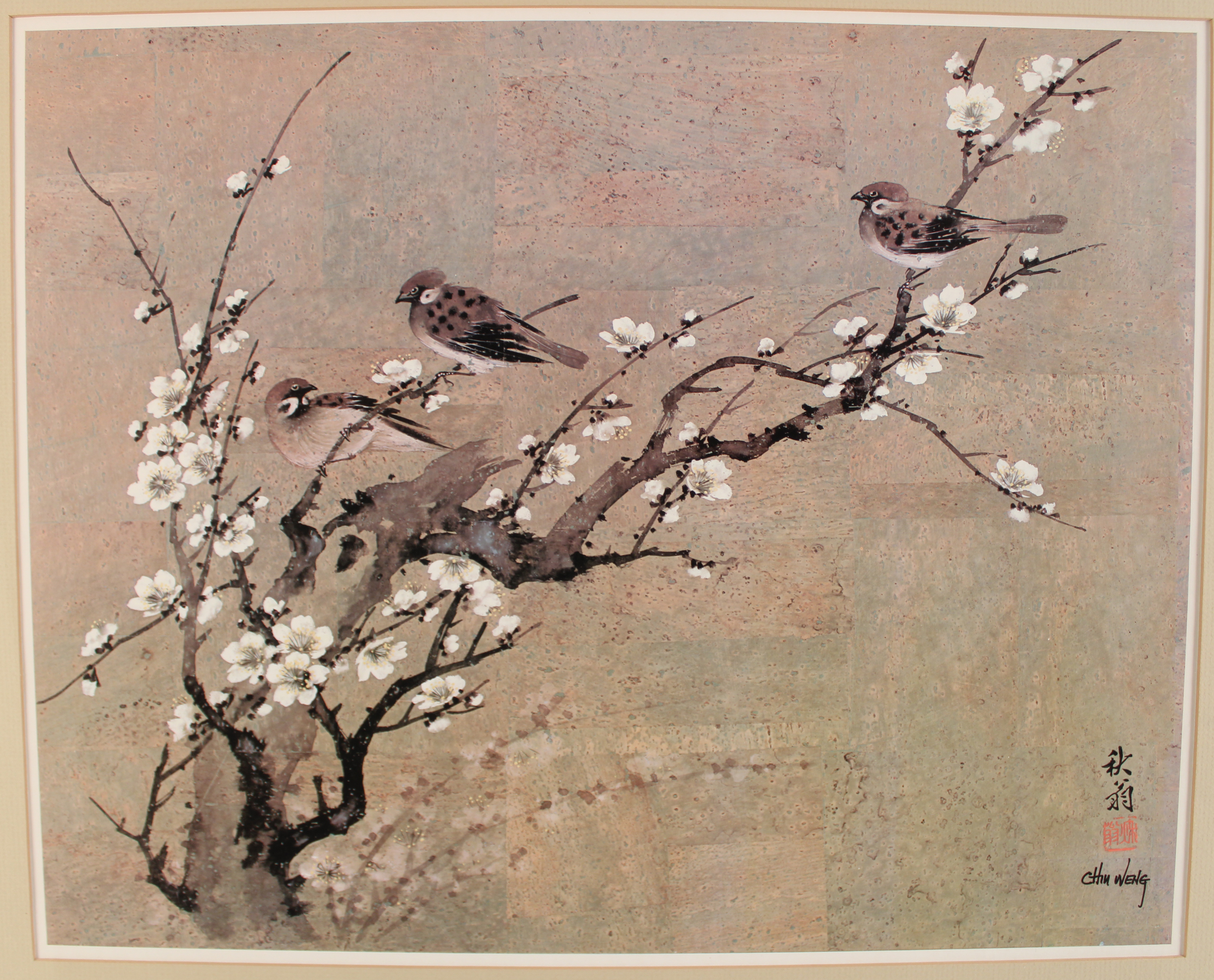 CHINESE STAMPED LITHOGRAPH OF BIRDS 35ec8c