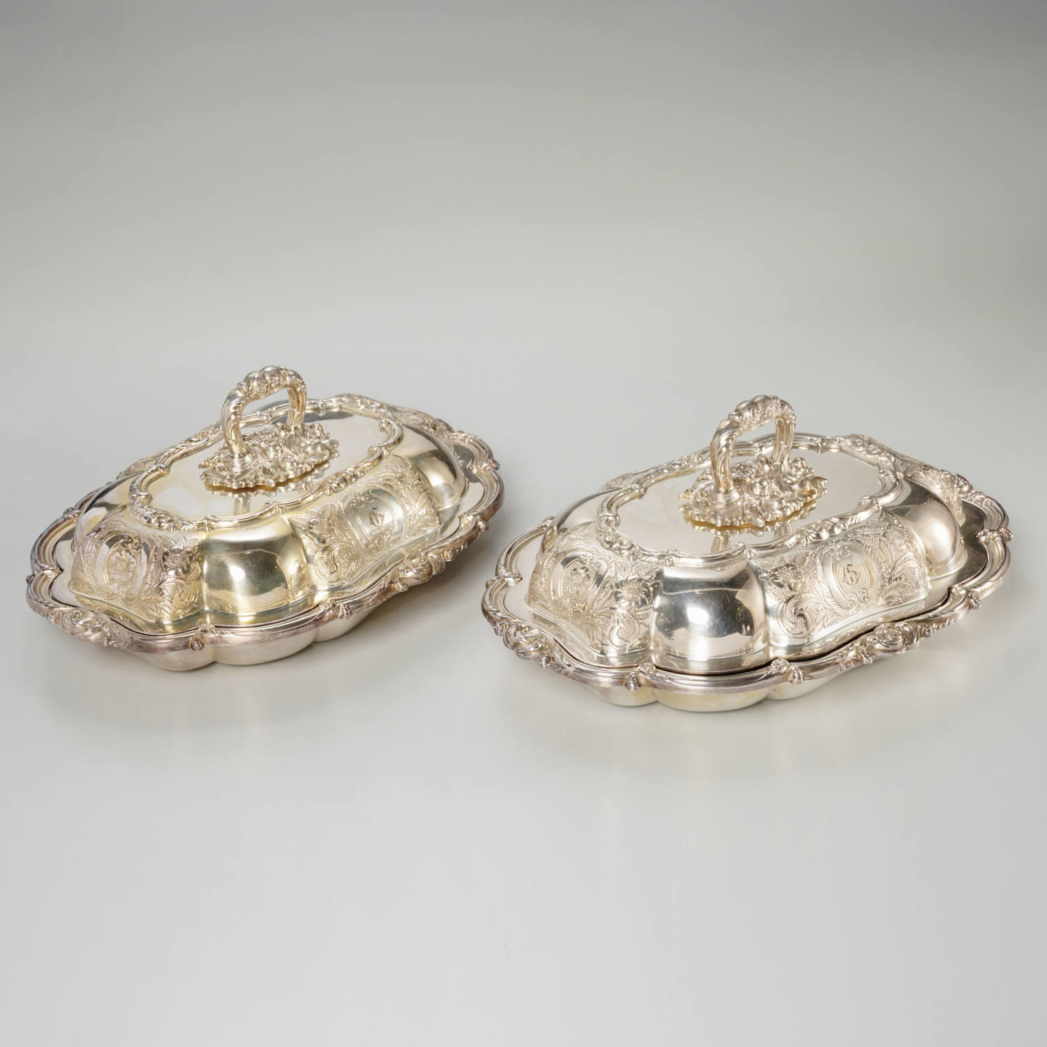 PAIR ENGLISH SILVER PLATED COVERED