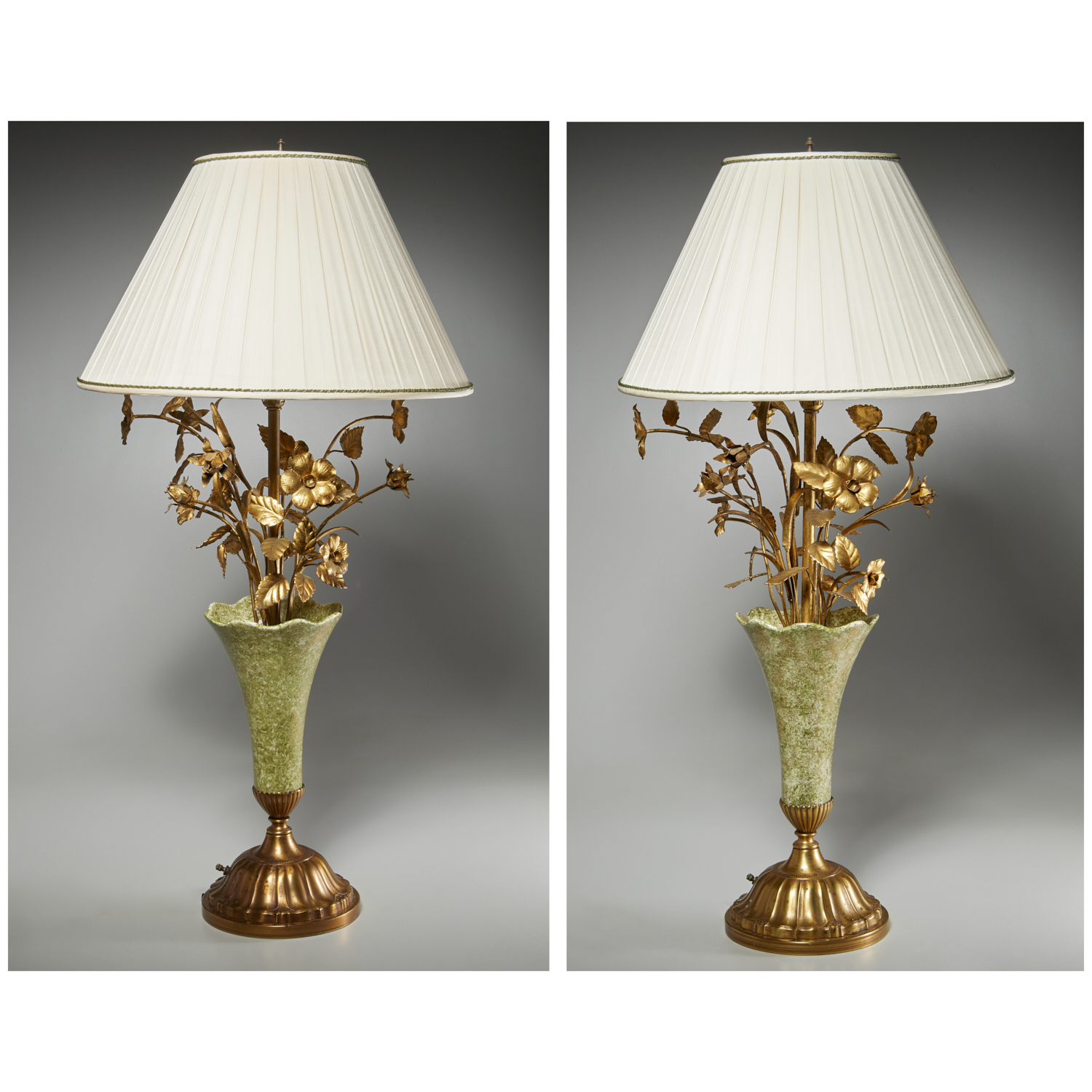 NICE PAIR ITALIAN GILT METAL FLORAL 3613da