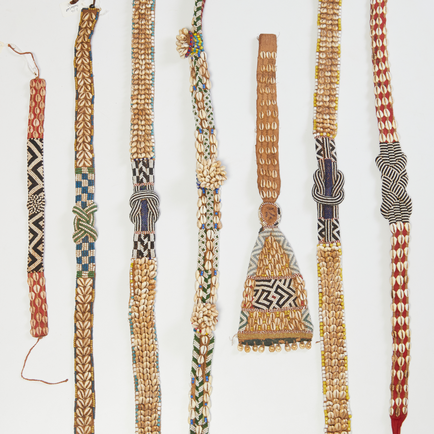 KUBA PEOPLES, (7) BEADED CLOTH BELTS