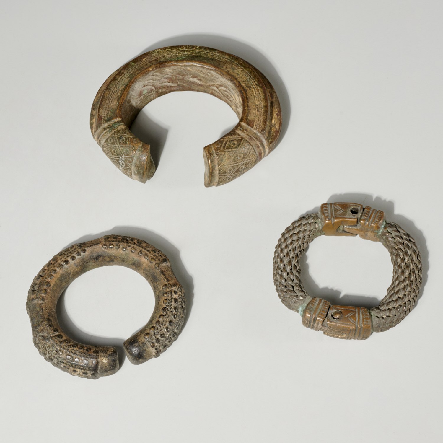 YORUBA PEOPLES, (3) BRACELETS Nigeria,