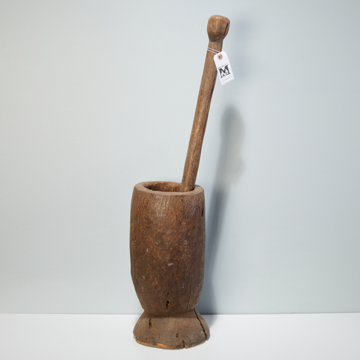 AFRICAN CARVED WOOD MORTAR AND