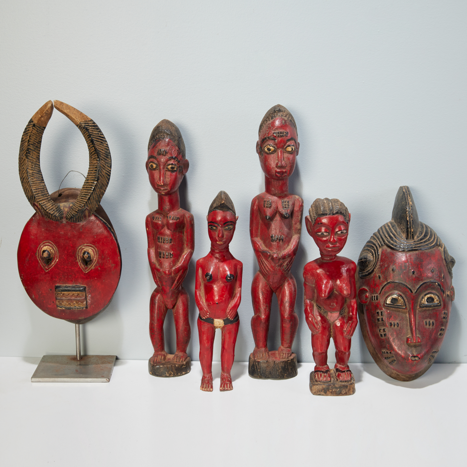 BAULE STYLE, (6) MASKS AND FIGURES