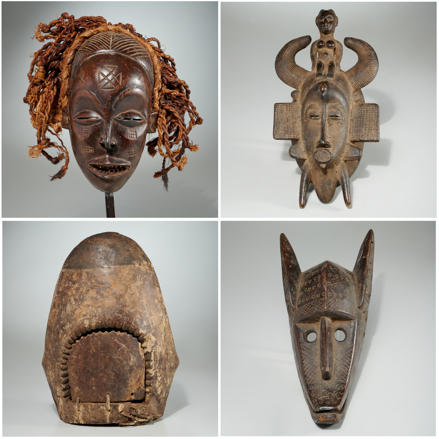 GROUP 4 AFRICAN STYLE WOOD MASKS 3615c8
