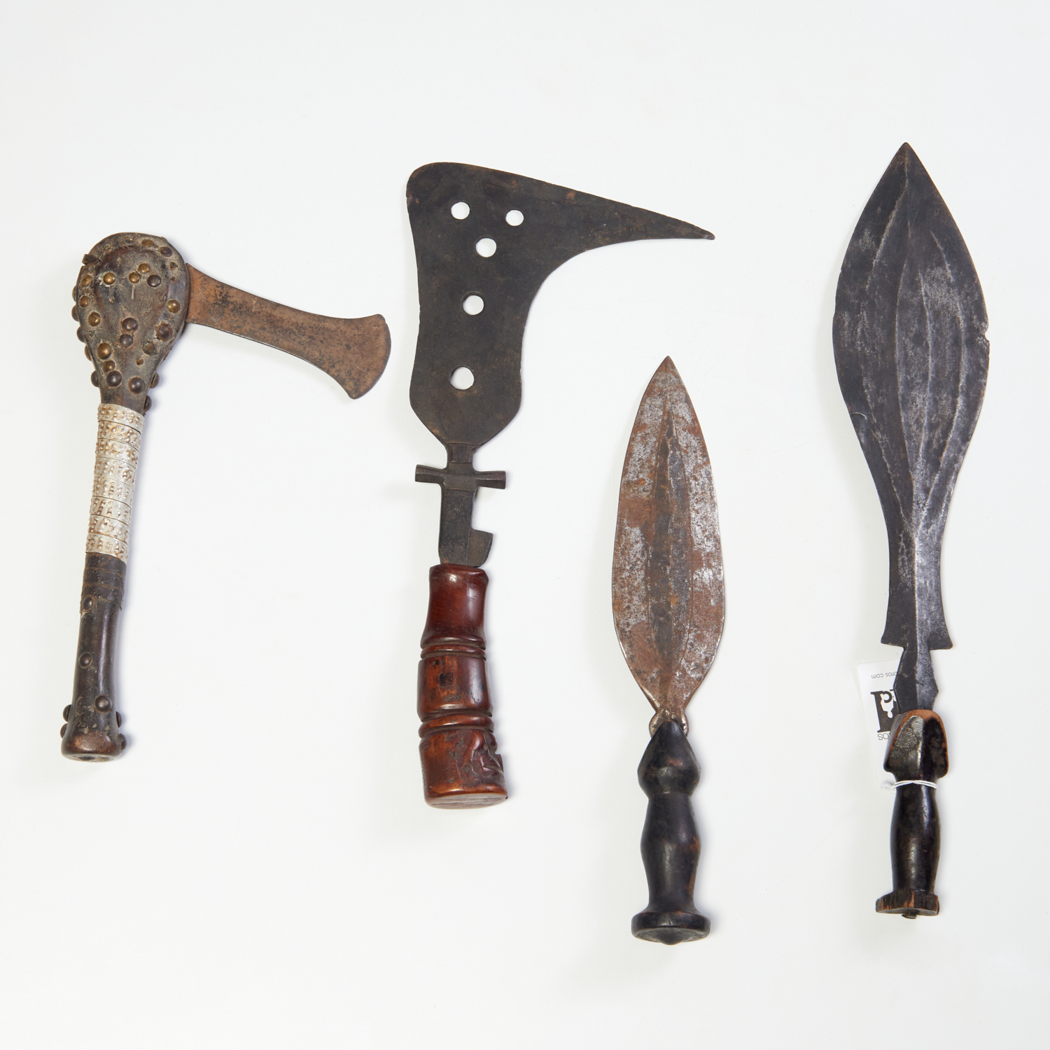 (4) AFRICAN IRON AXE AND KNIFE