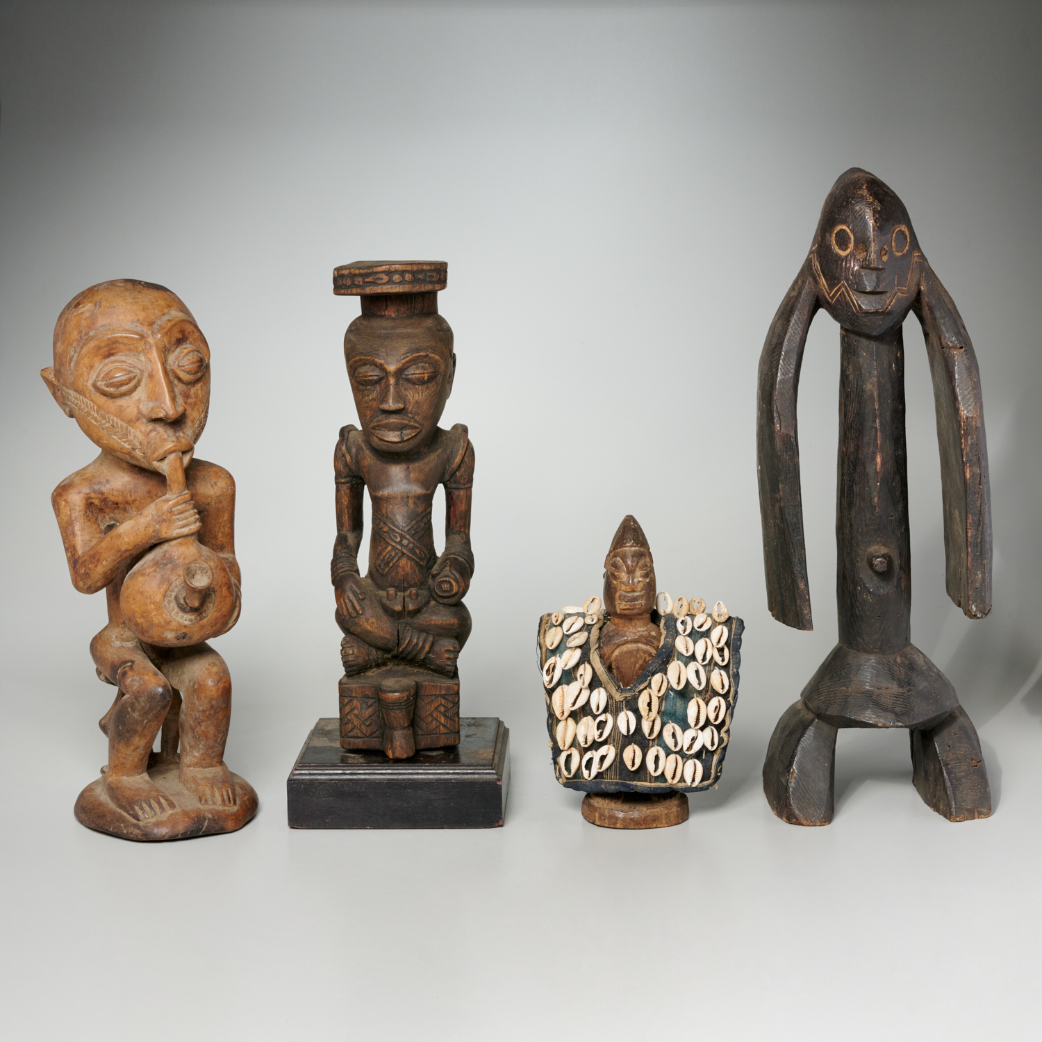 GROUP 4 AFRICAN CARVED WOOD FIGURES 36163f