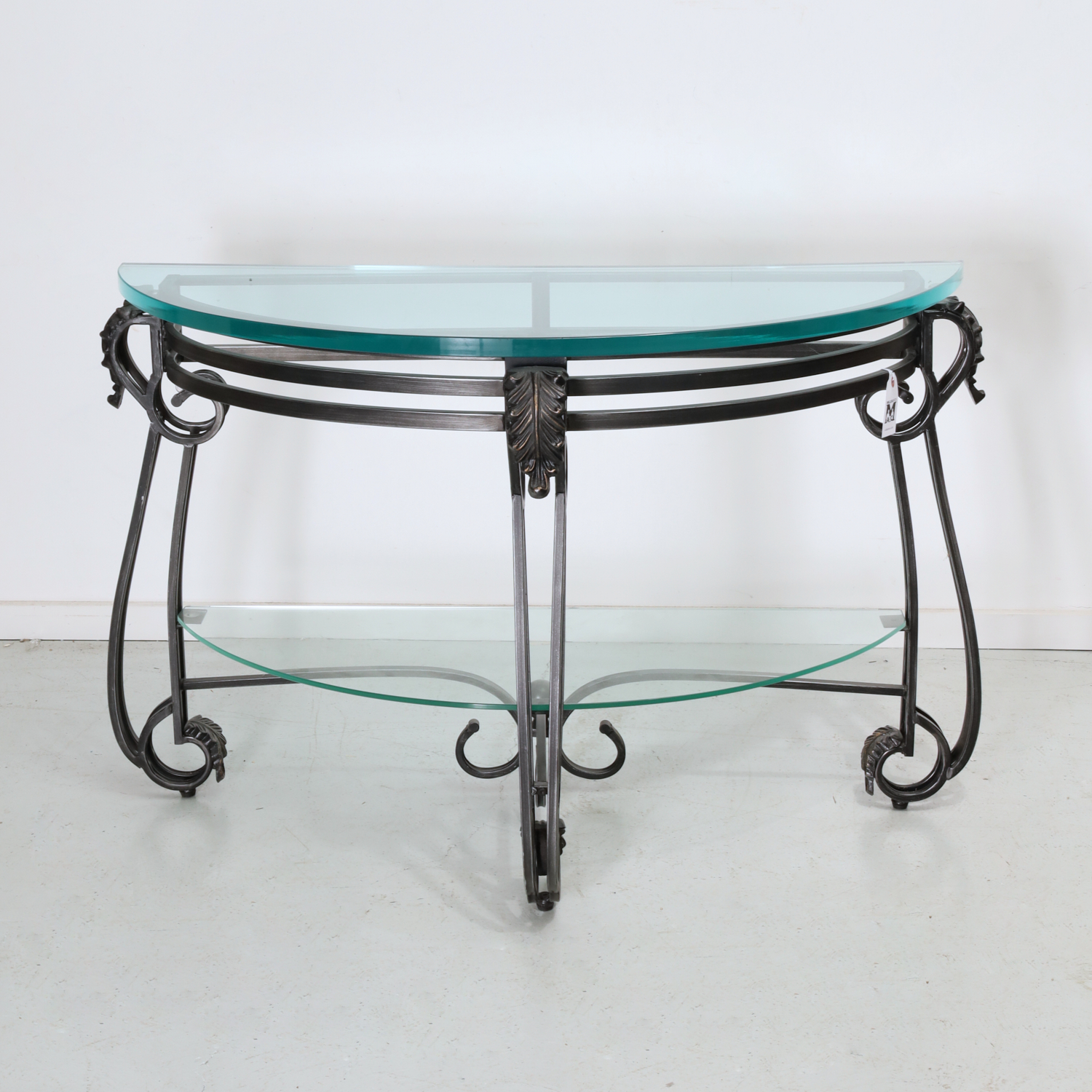PATINATED METAL DEMILUNE CONSOLE 361694