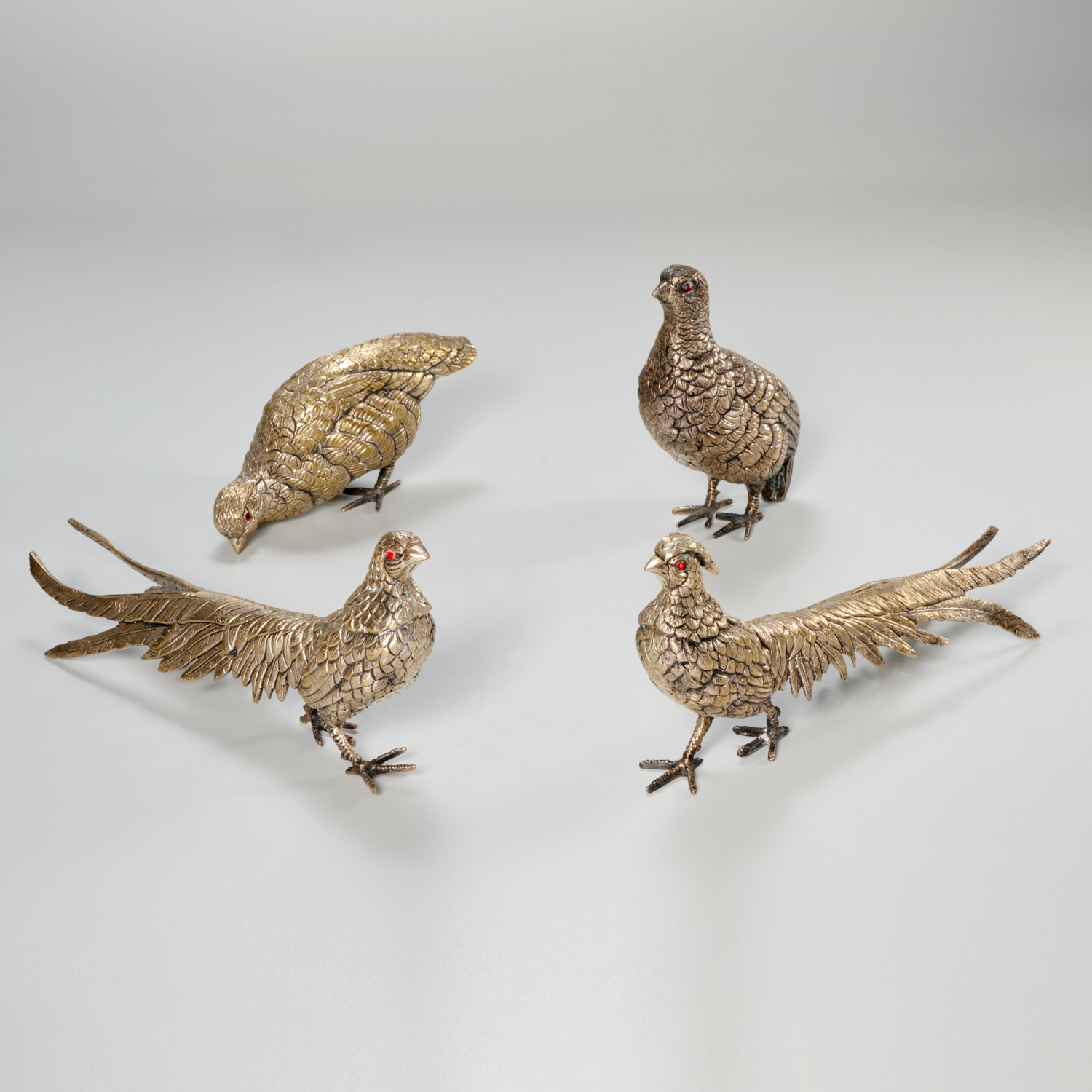 2 PAIRS SILVER PLATED PHEASANT 361690