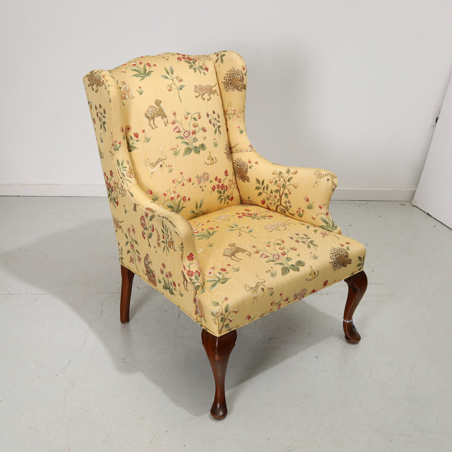 QUEEN ANNE STYLE WING CHAIR SCALAMANDRE 361691