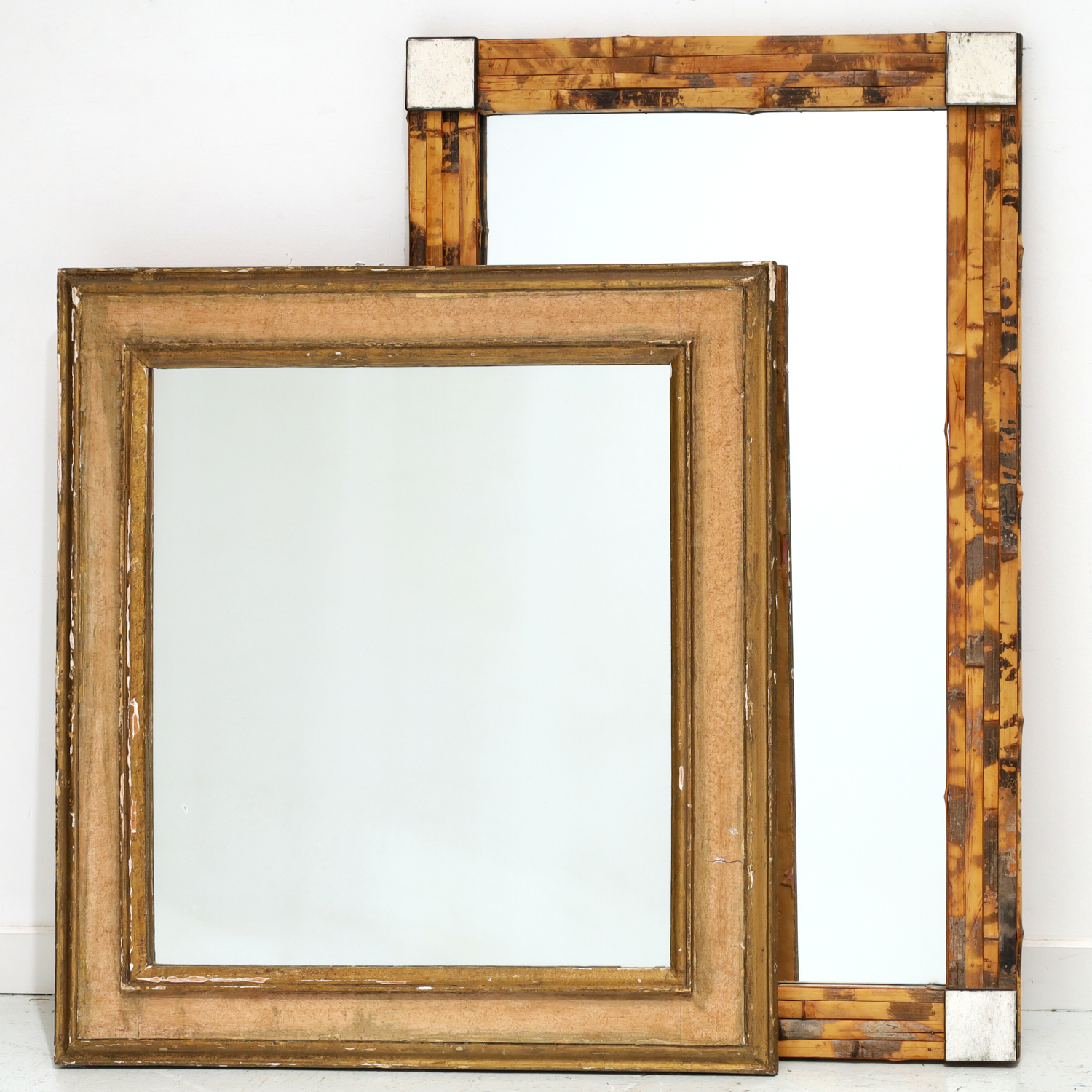 (2) DESIGNER MIRRORS, PAINTED AND