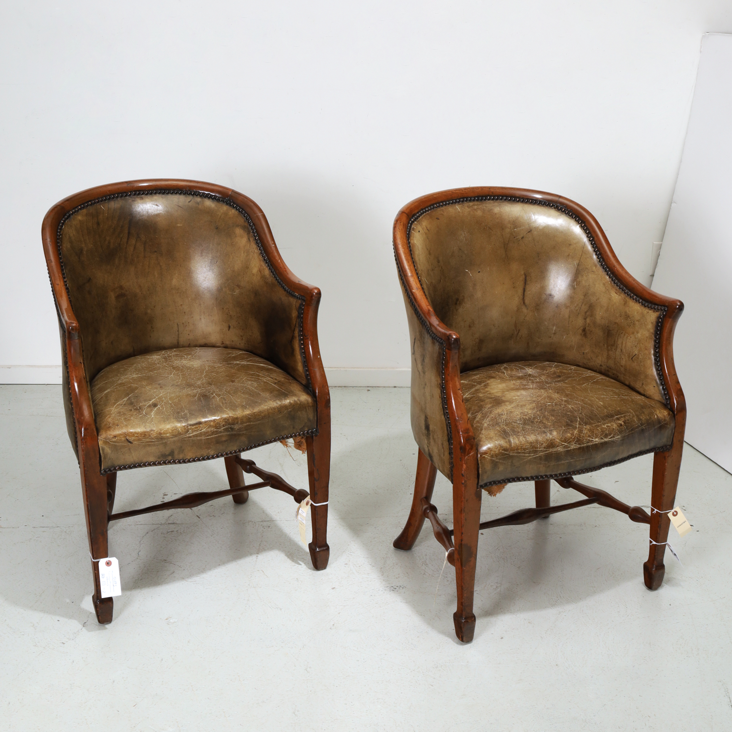 NICE PAIR GEORGE III STYLE LEATHER