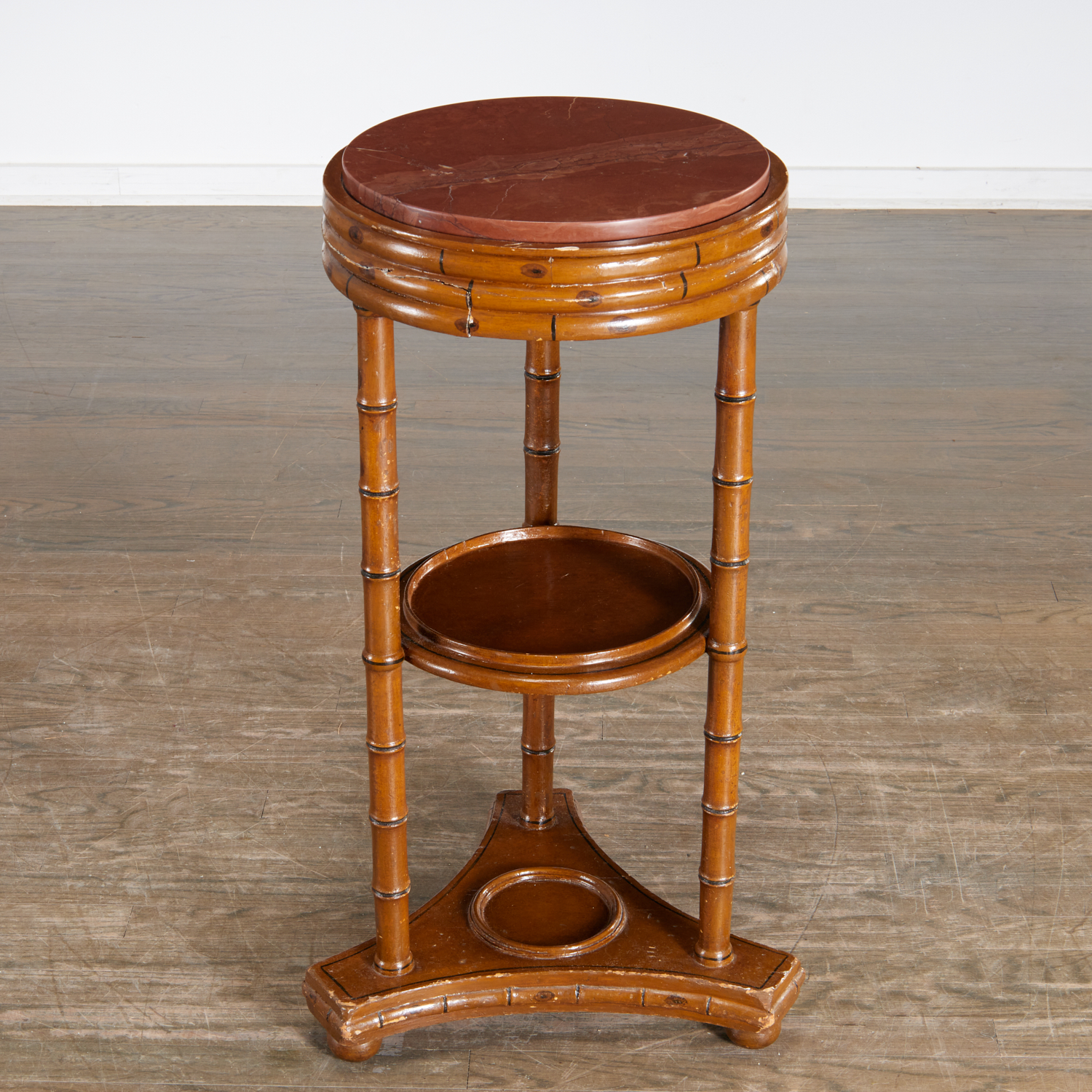 FAUX BAMBOO MARBLE TOP TIERED STAND 3616bd