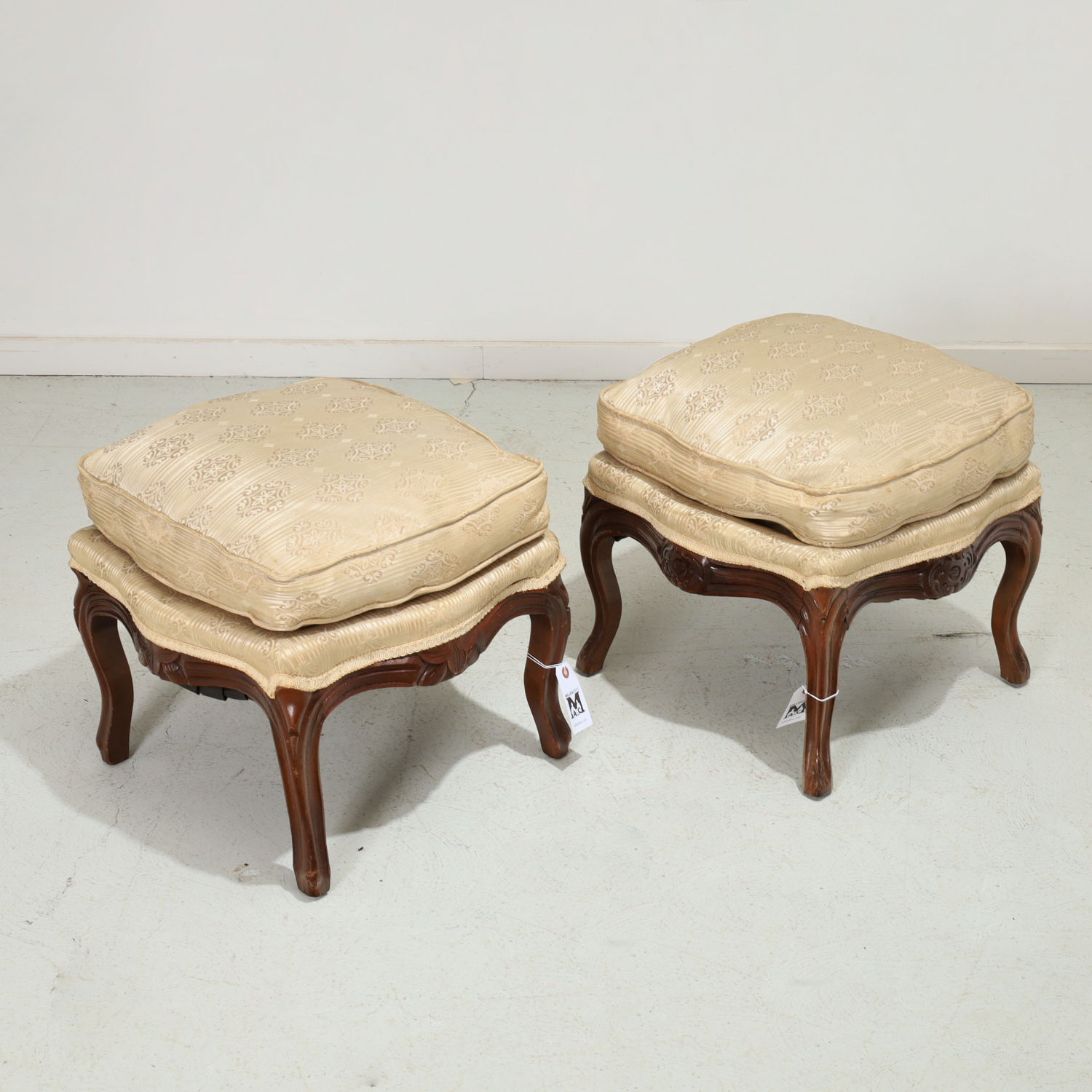 NEAR PAIR ROCOCO REVIVAL UPHOLSTERED