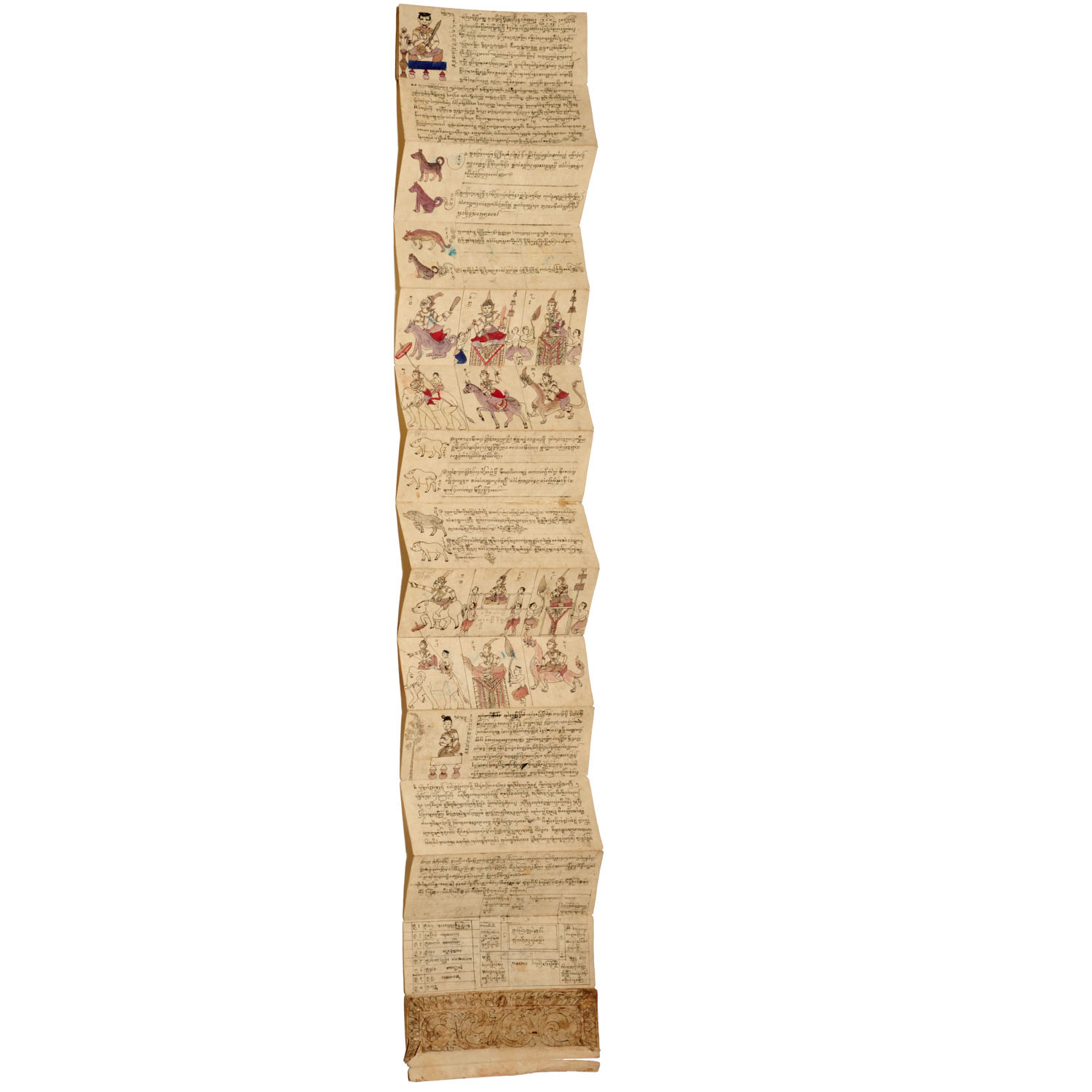 ANTIQUE THAI FOLDING MANUSCRIPT, ILLUSTRATED