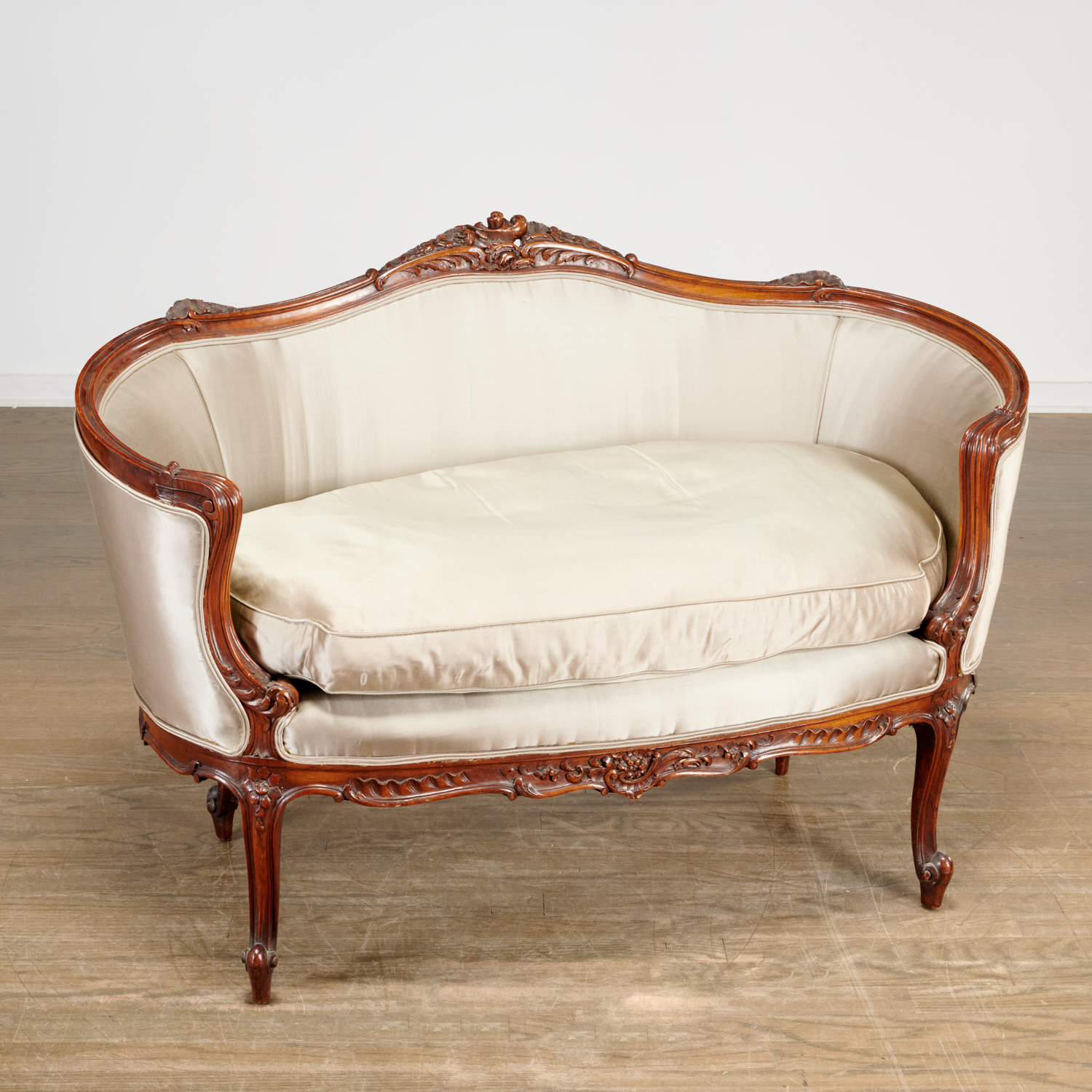 LOUIS XV STYLE SILK UPHOLSTERED