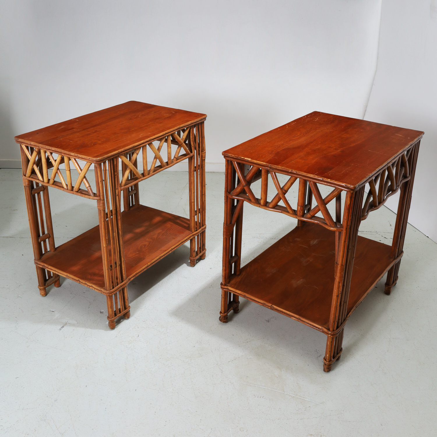 PAIR MID-CENTURY SPLIT BAMBOO SIDE