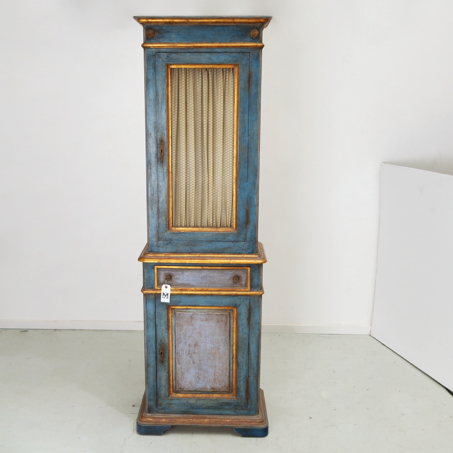 ITALIAN BLUE PAINTED AND GILT CABINET