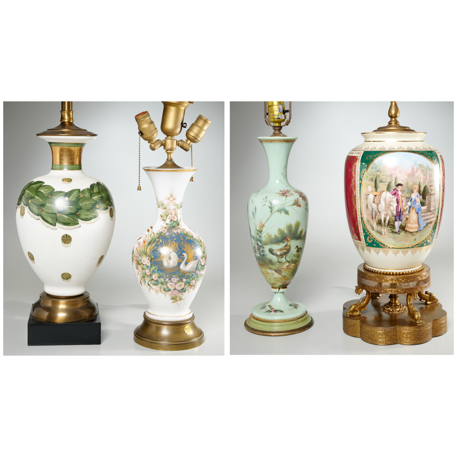 (4) DECORATED GLASS AND PORCELAIN